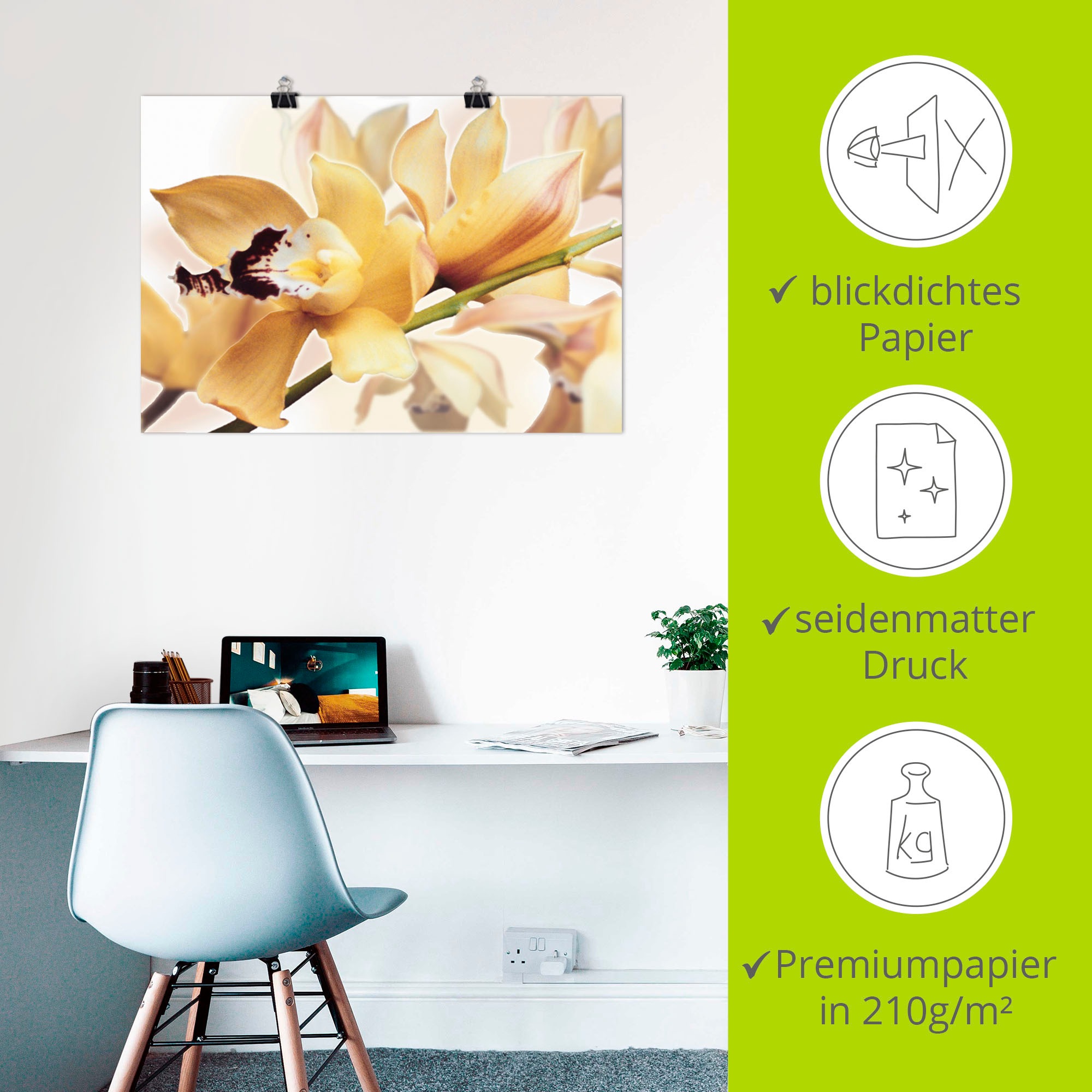 Artland Wandbild »Gelbe Orchidee«, Blumenbilder, (1 St.), als Alubild, Outdoorbild, Leinwandbild, Poster in verschied. Größen
