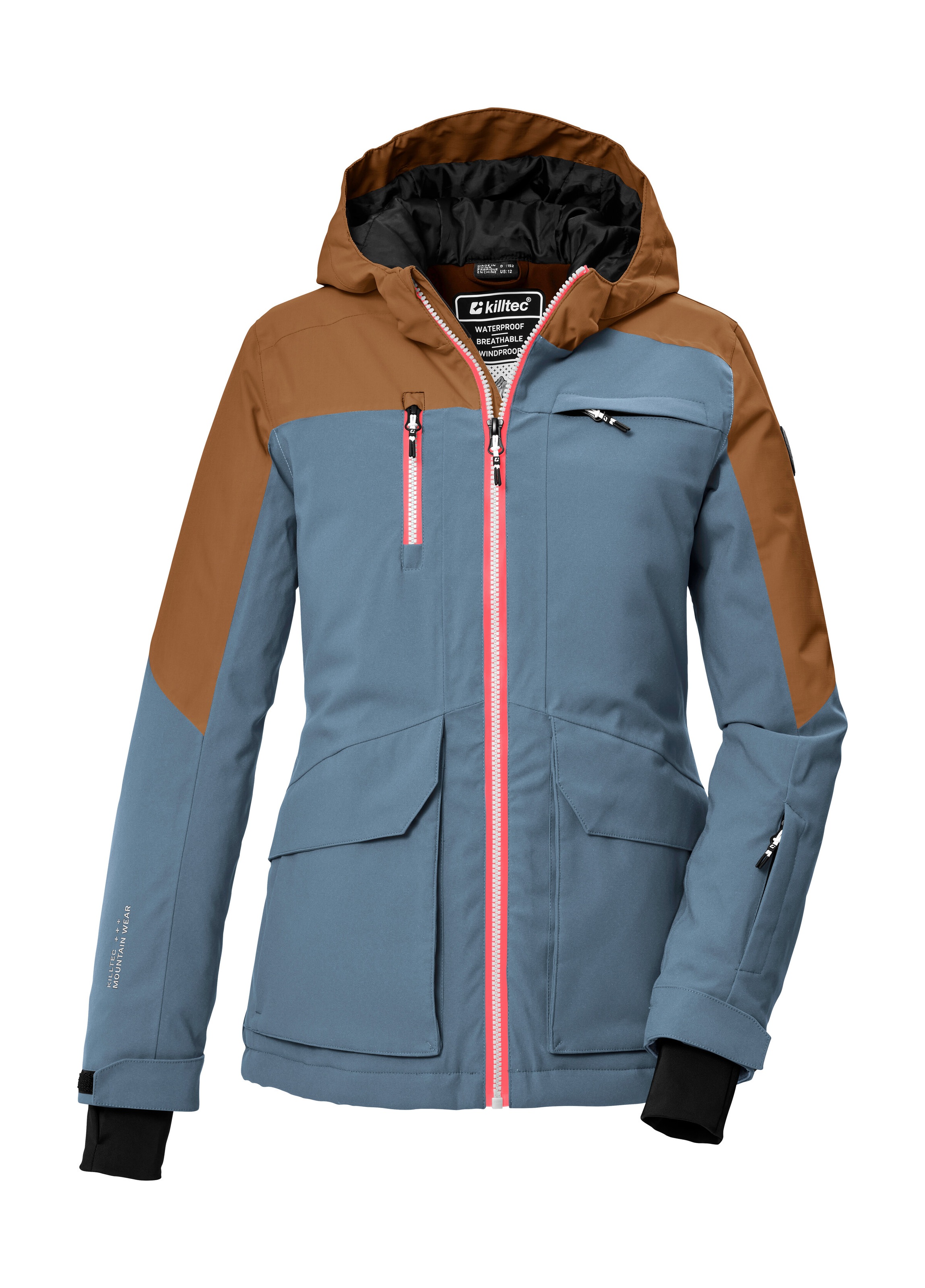 Killtec Skijacke "KSW 340 GRLS SKI JCKT" Wasserdichte Mädchenjacke mit Kapuze, Schneefang und Stauraum
