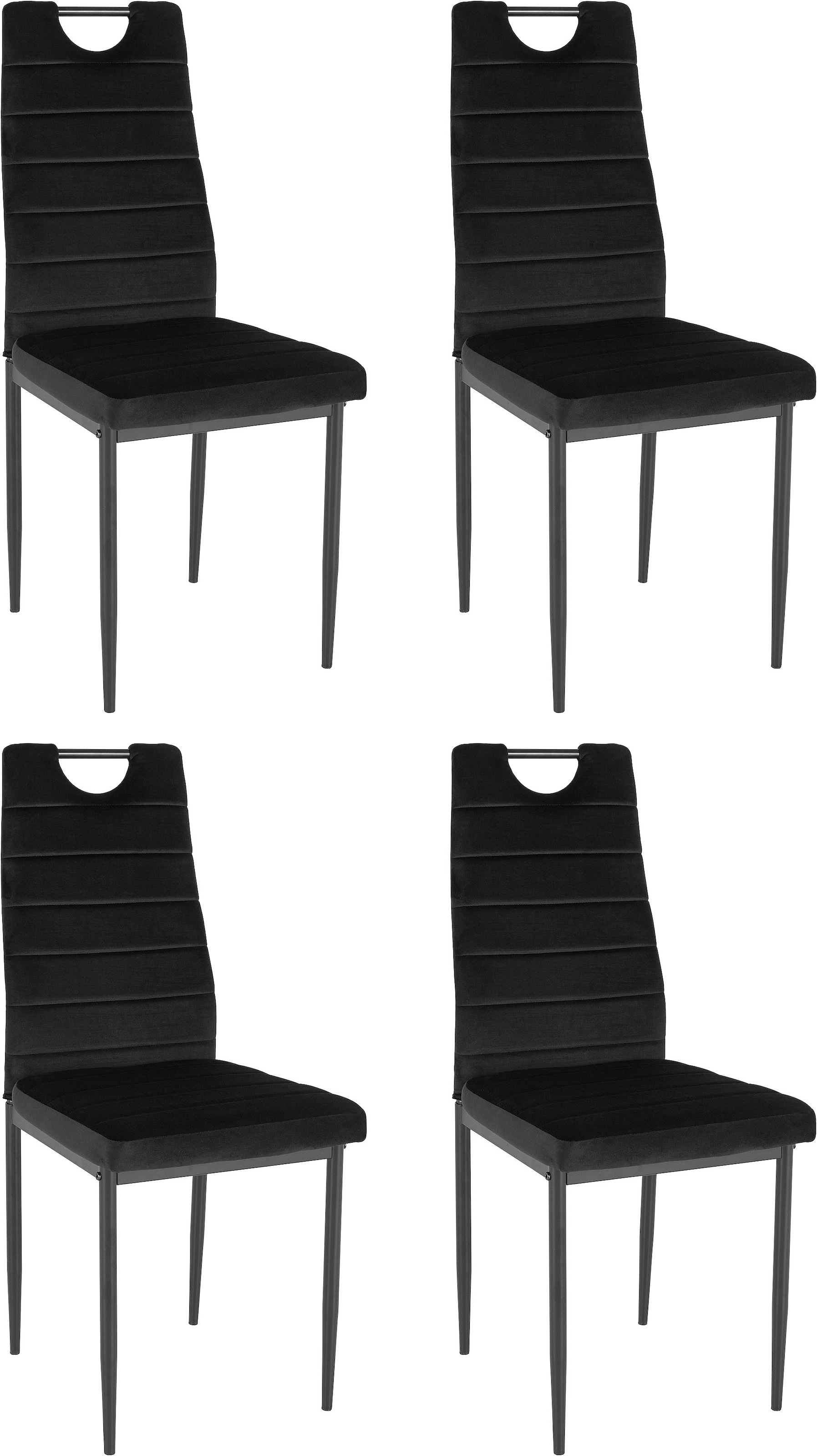INOSIGN Esszimmerstuhl, (Set), 4 St., Samtstoff, (2 oder 4 Stück) mit Samtbezug, Rückenlehne mit Griff zum Zurückziehen