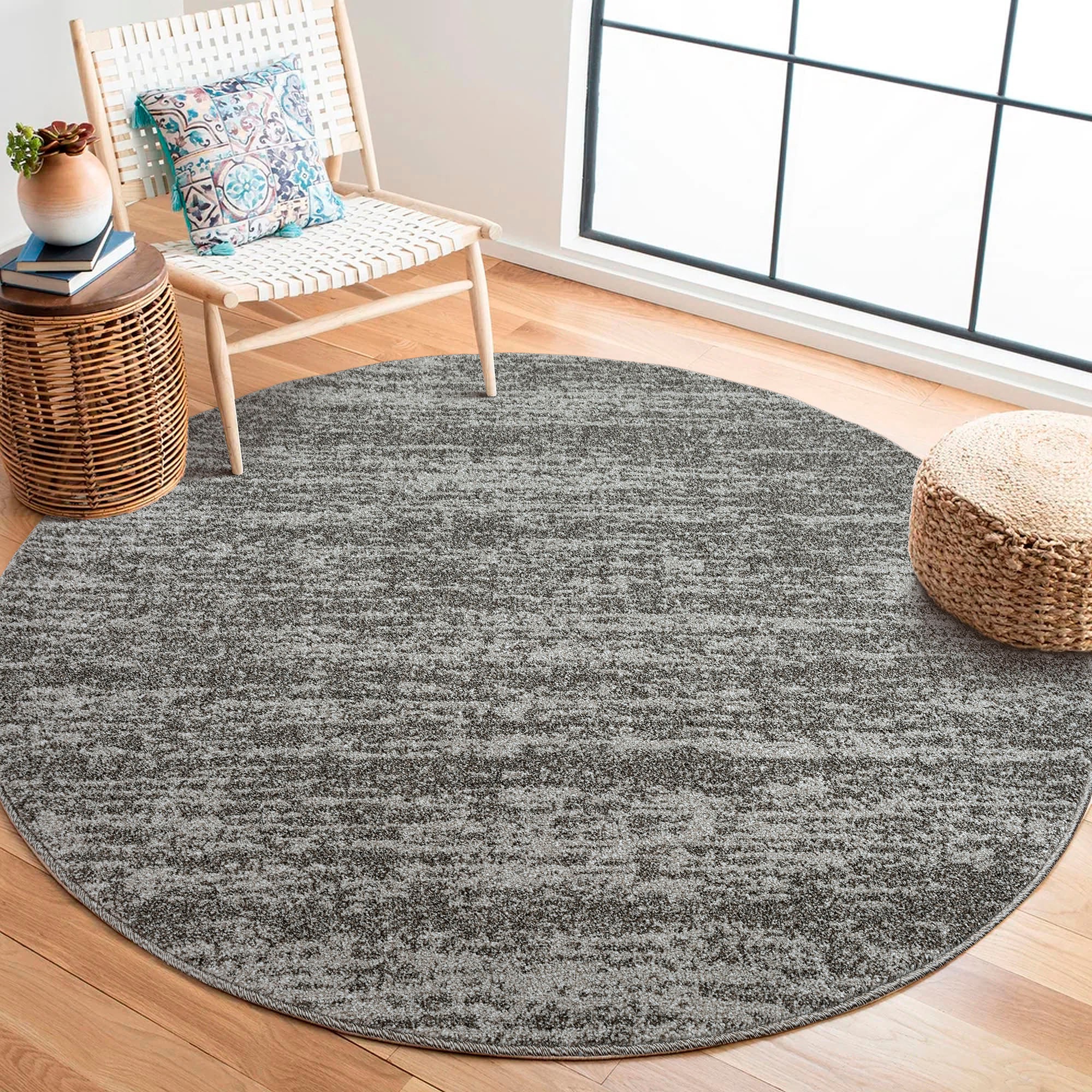 Sanat Teppich "Oslo, auch als Läufer und in Rund" rund 10 mm Höhe meliert robuster Kurzflor, Wohnzimmer, Schlafzimmer, auch als Läufer