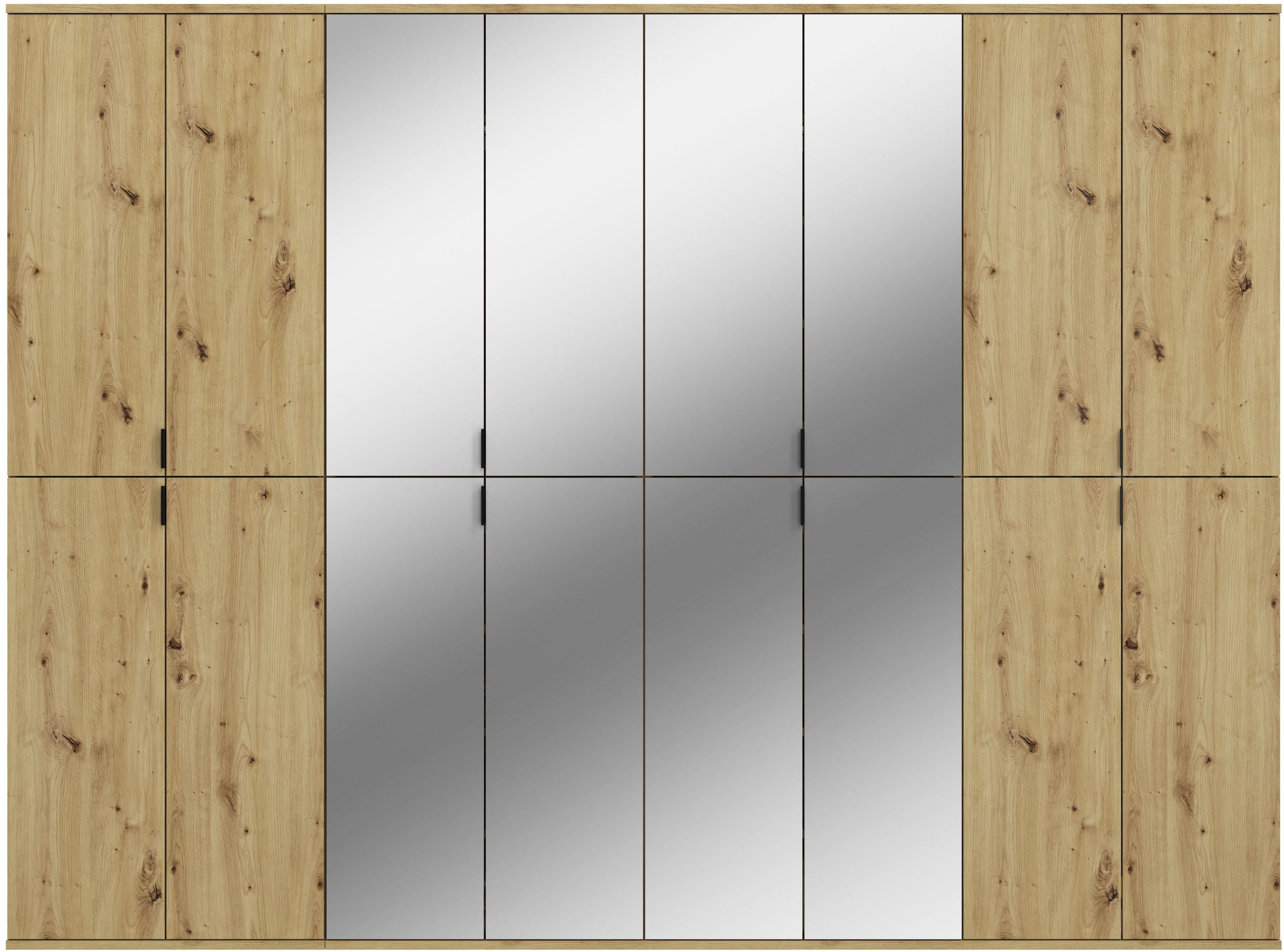 INOSIGN Garderoben-Set »Trondheim, Breite 244 cm, best. aus 4 Schränken, 16 Türen, 36 Fächer«, (Set, 4 St.), inkl. ausziehbarer Kleiderstange, Garderobenschrank, Kleiderschrank