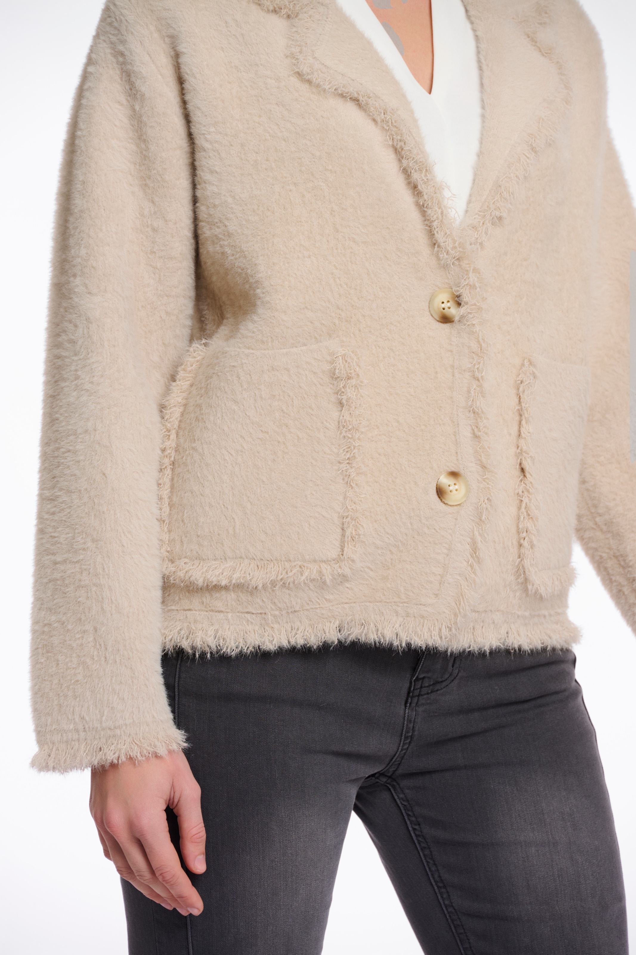 Rino & Pelle Bouclèjacke, mit Revers Kragen