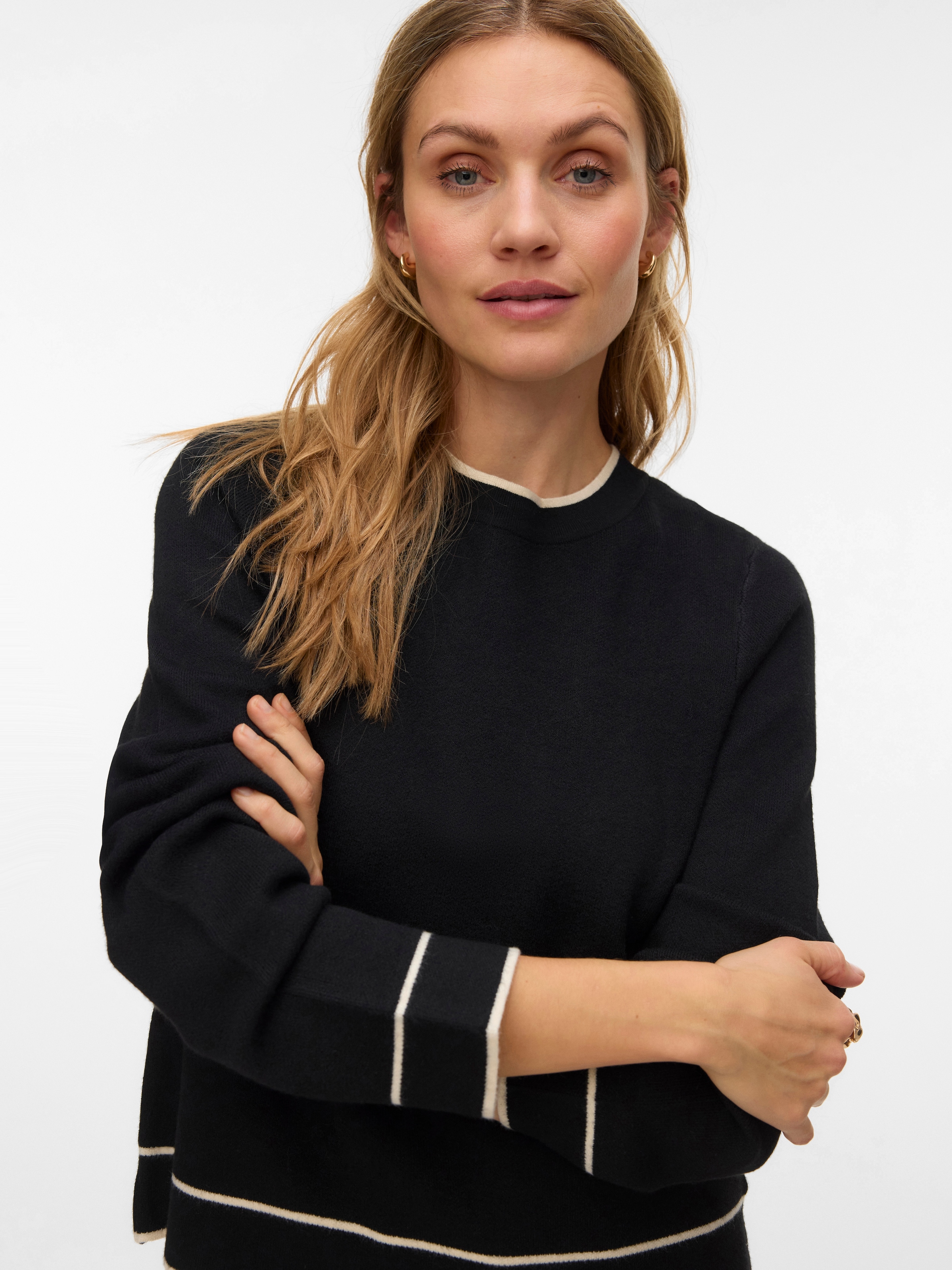 Vero Moda Strickpullover »VMGOLD LS O-NECK DOUBLE CONTRAST PULL«