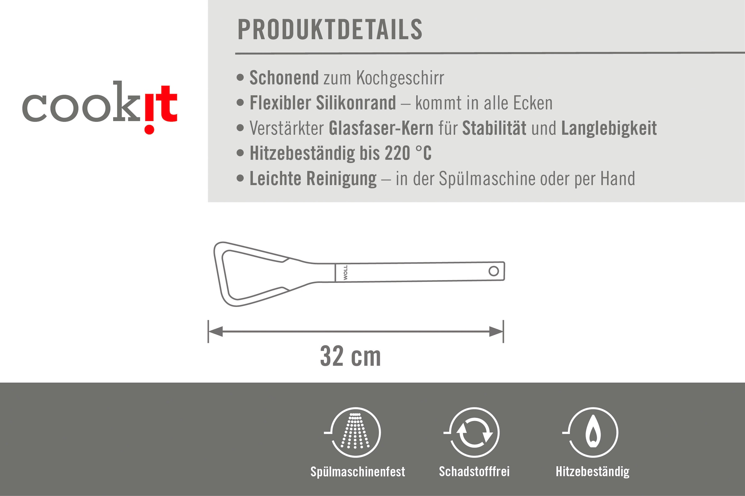 WOLL Pfannenwender »Cook it«, (1 tlg.), aus hochwertigem Kunststoff und Silikon
