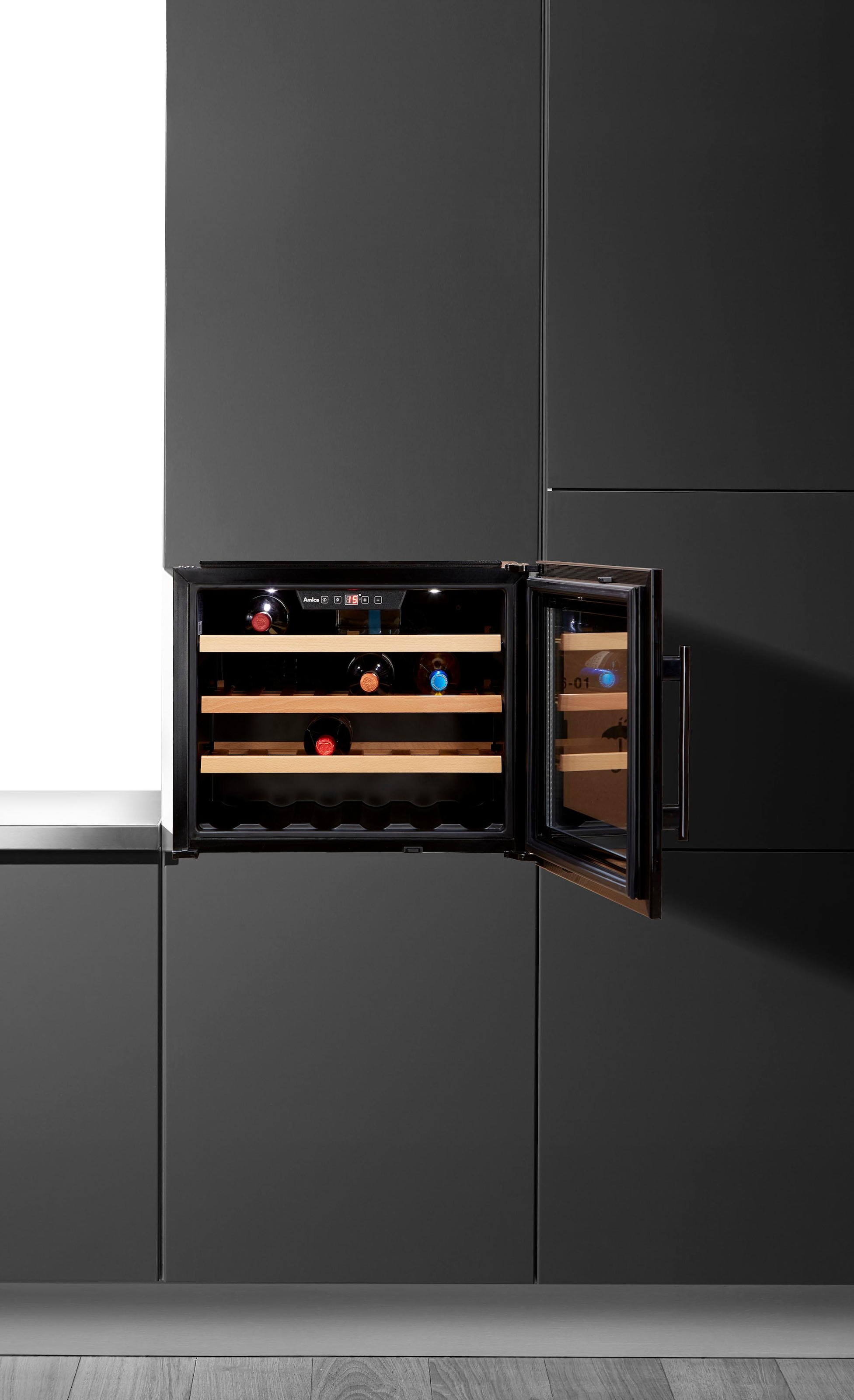 Amica Einbauweinkühlschrank "WK 341 200 S", für 24 St. Standardflaschen á 075l, LED-Beleuchtung