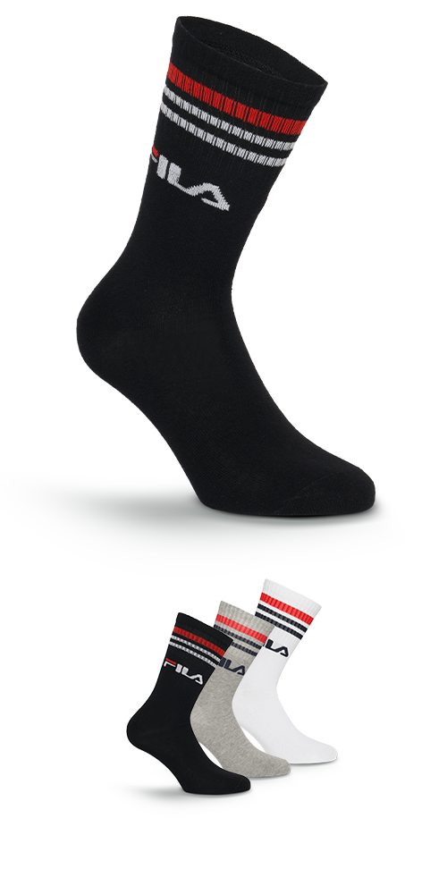 Fila Socken 3 Paar,  breites Rippenbündchen, Logoschriftzug, Cotton-Mix