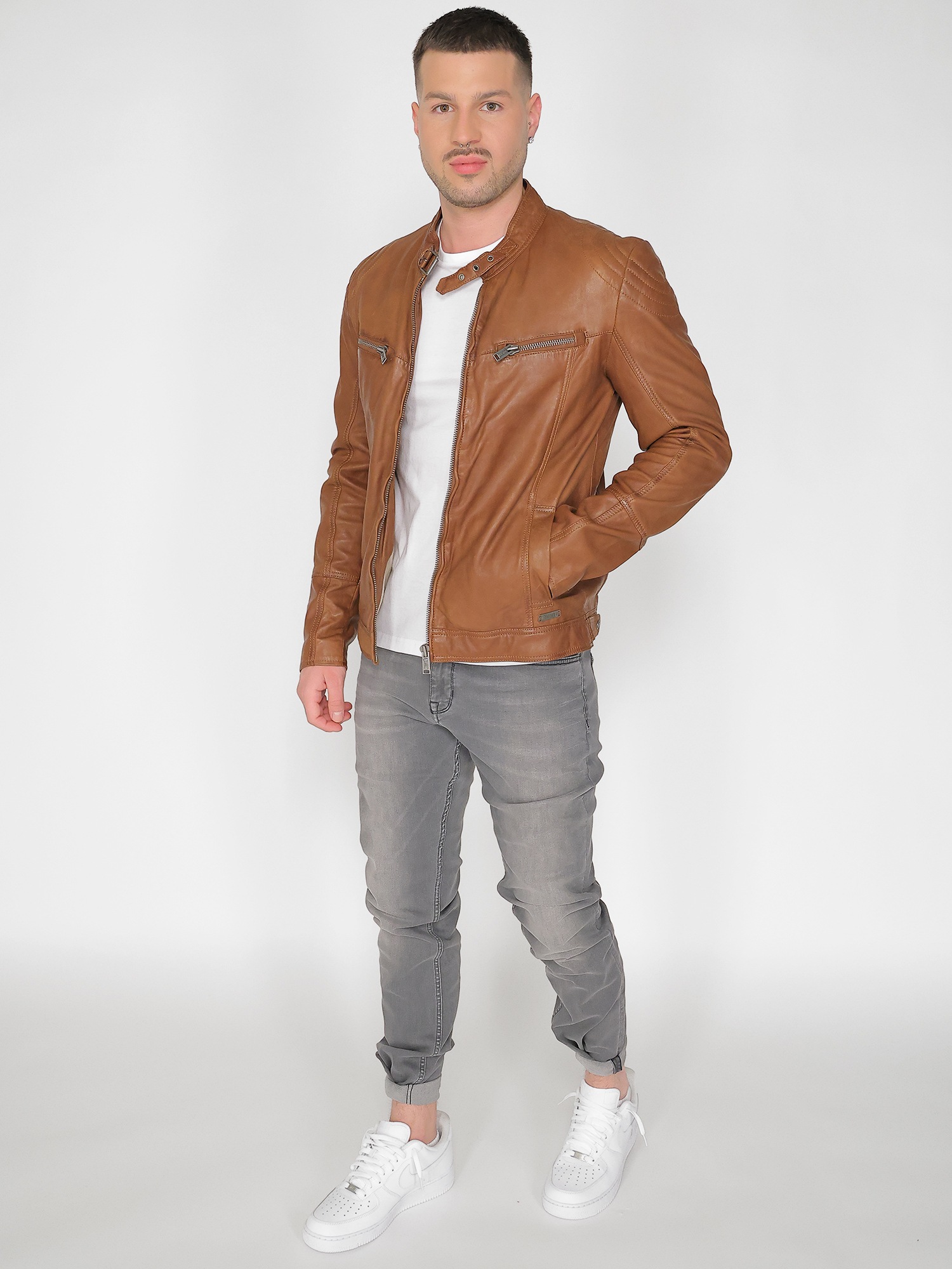 Mustang 31021312 Leather Jacket Men Brown Size S 3
