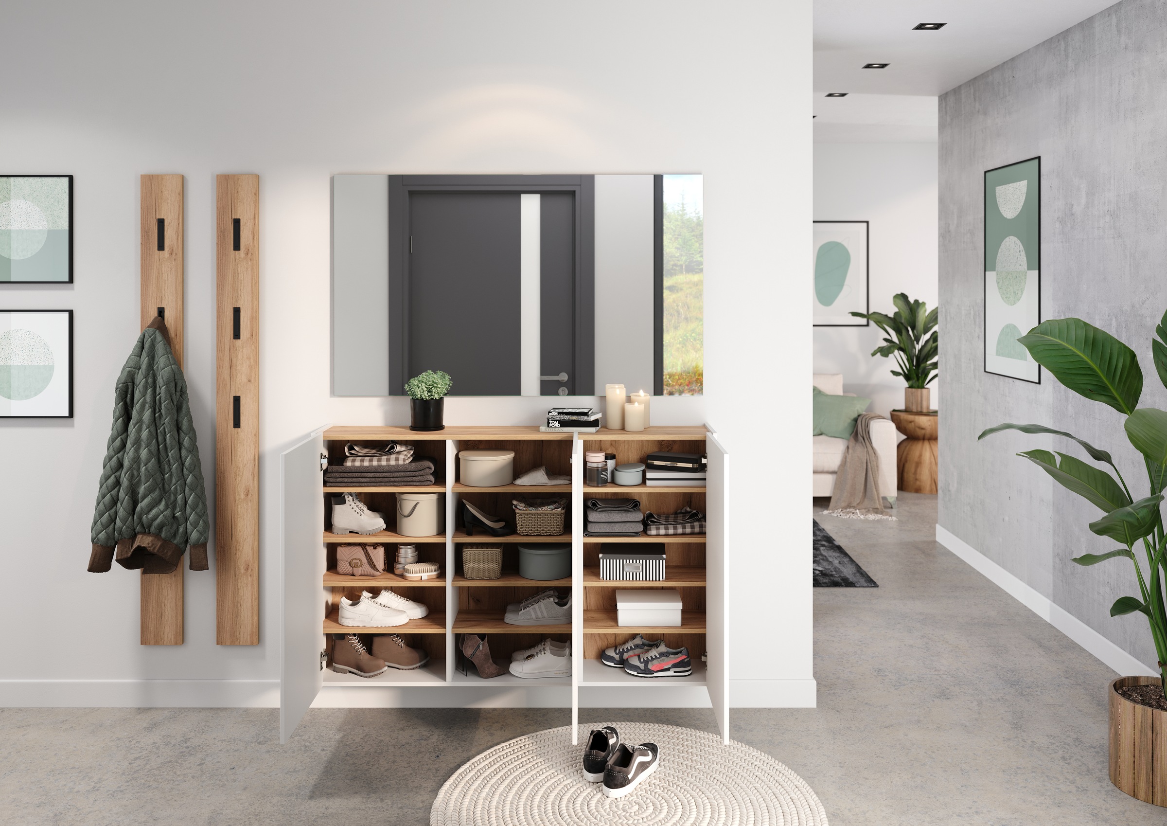 GERMANIA Mehrzweckschrank »Libbiano, Schuhschrank«, ideal für schmale Flure, Breite 138 cm, in 2 verschiedenen Höhen