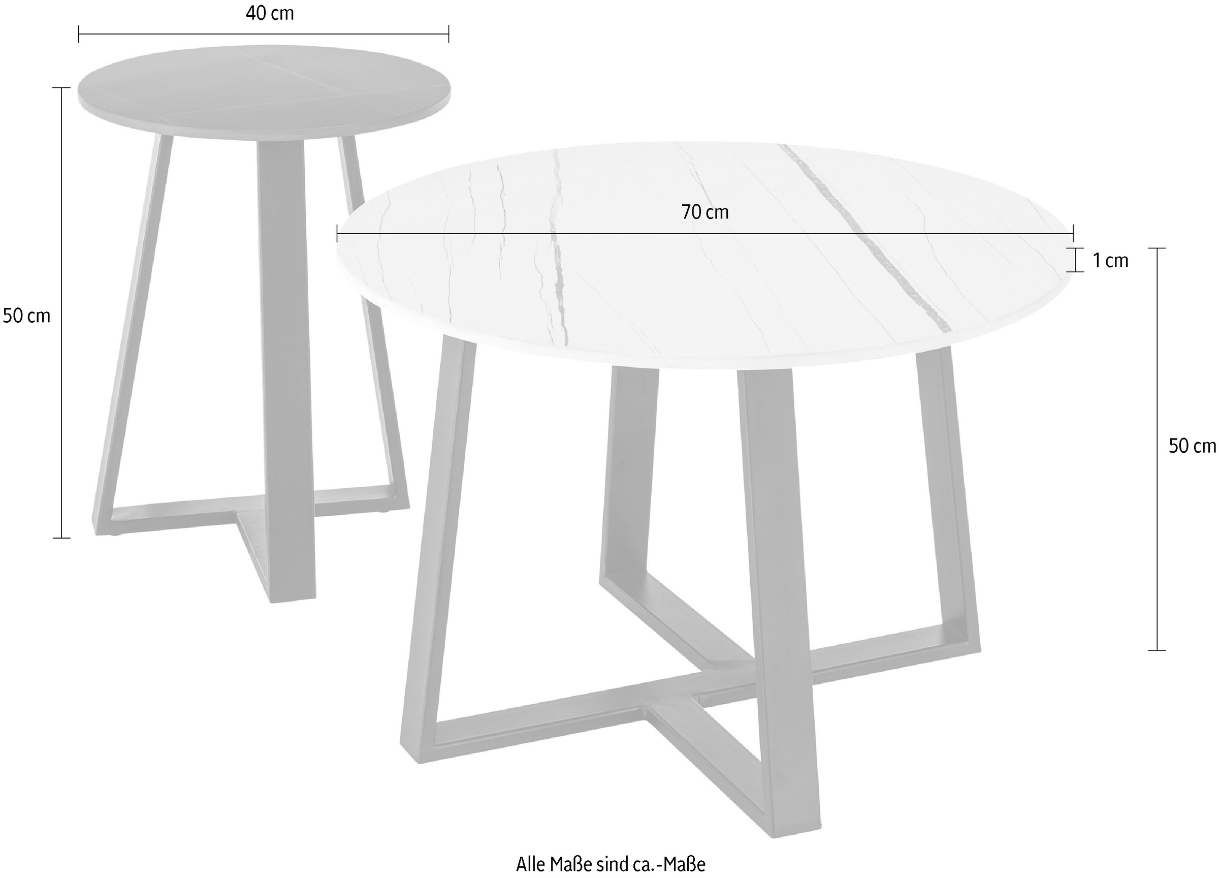 Stolkom Couchtisch »Jason«, 2-er Set Keramik weiß und schwarz