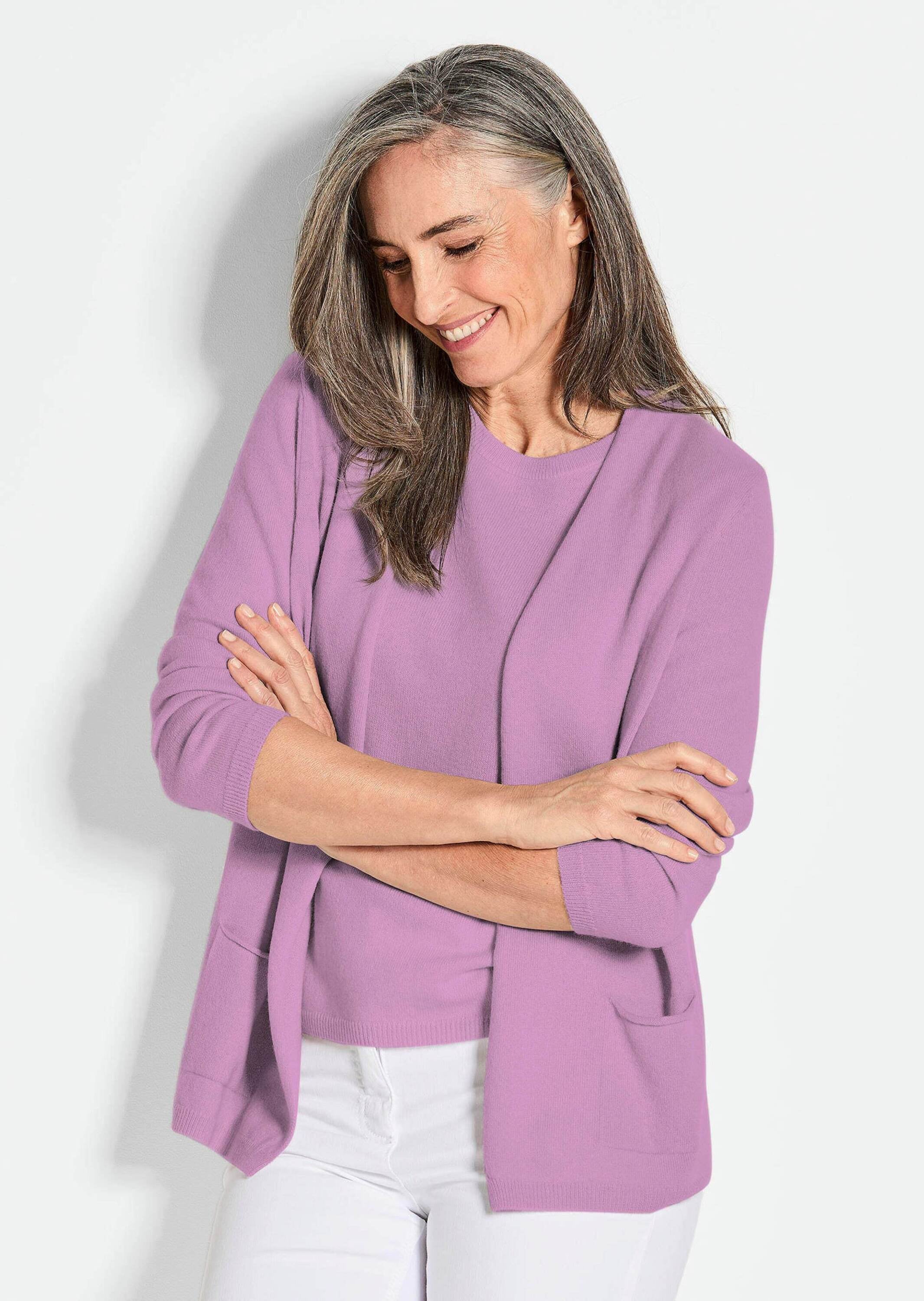 GOLDNER Kaschmirpullover »Cardigan in langer offener Form«