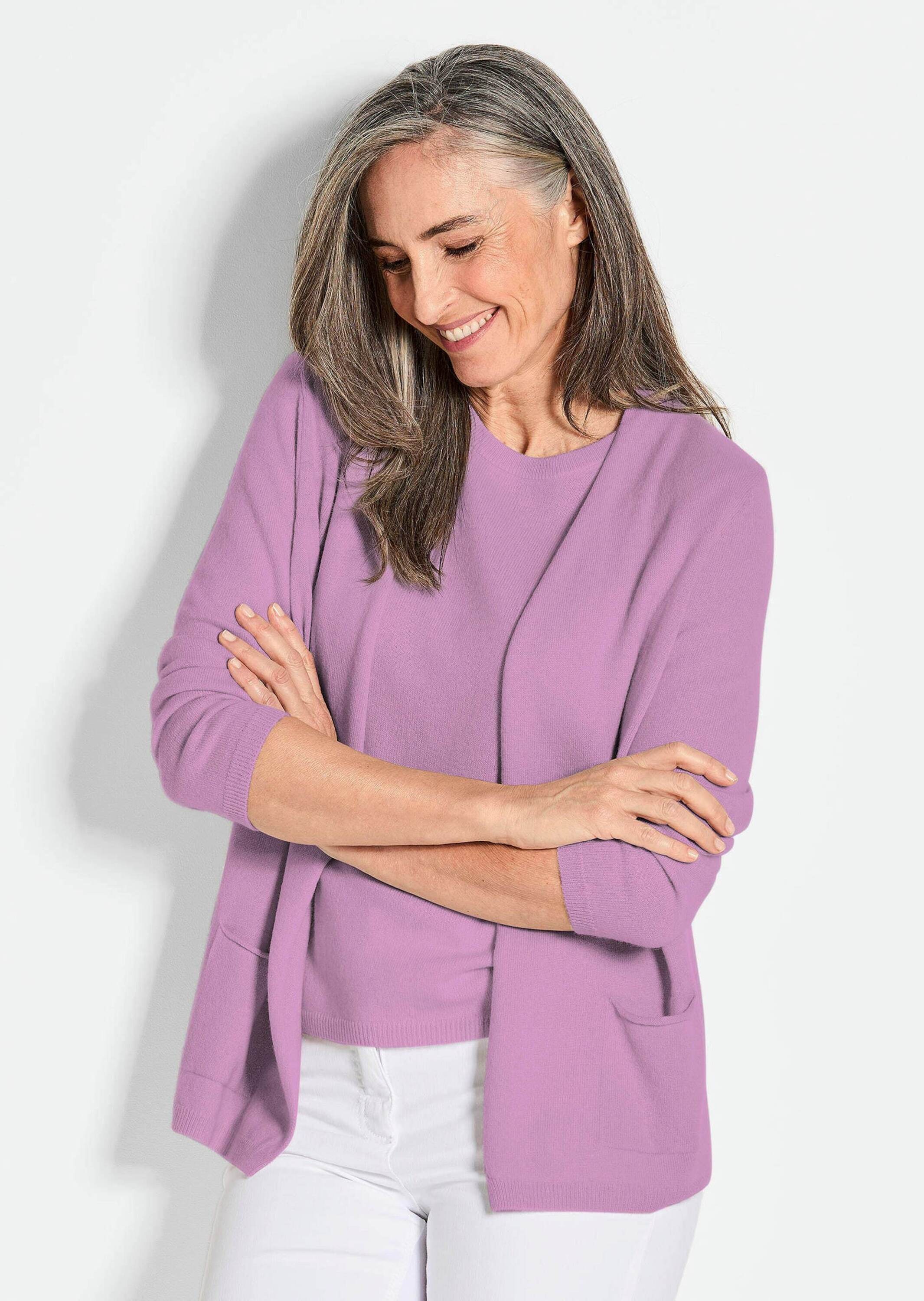 GOLDNER Strickjacke "Kurzgröße Cardigan in langer offener Form" Aufwendig i günstig online kaufen