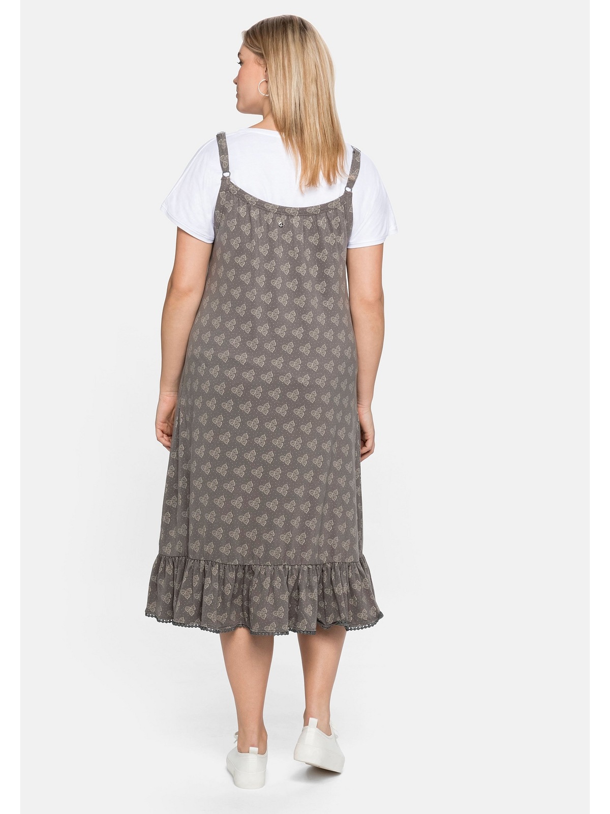 Sheego Jerseykleid »Große Größen«, inklusive Shirt, in A-Linie und Alloverdruck