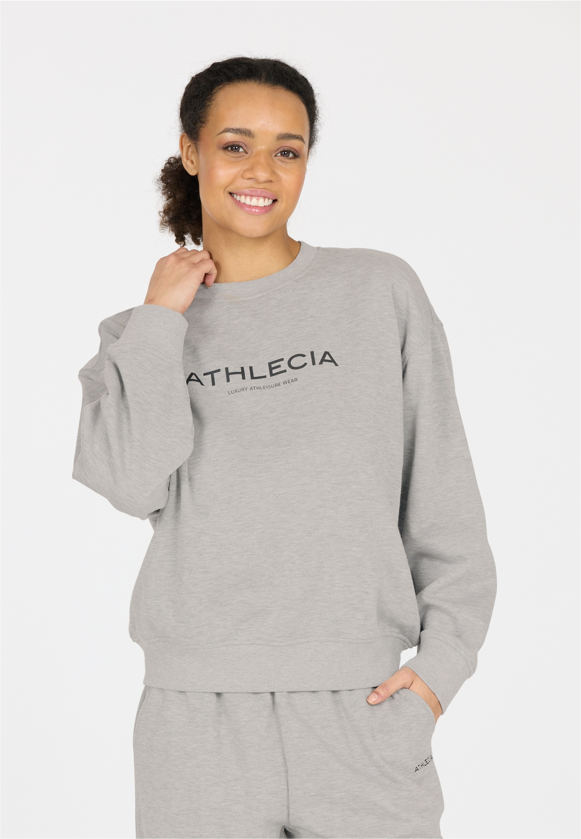 ATHLECIA Damen Sweatshirt "Atkins"hellgrau, meliert, Gr. 46, meliert, unifarben, 65% Polyester, 35% Baumwolle, Sweatshirts, aus weichem und
