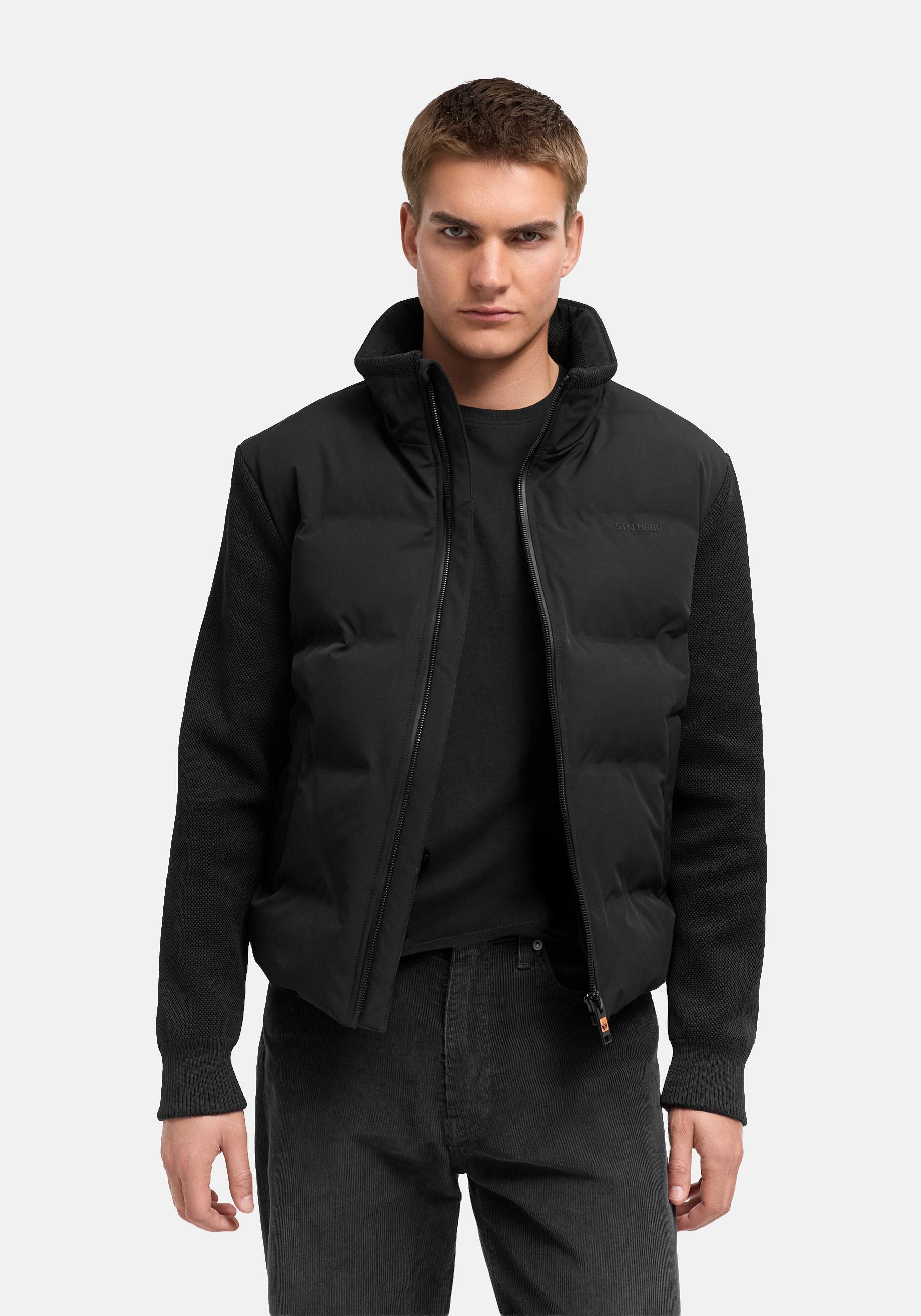 Stone Harbour Outdoorjacke "Eeron XX" ohne Kapuze Warme Jacke mit Strukturstrick in Piqué-Optik