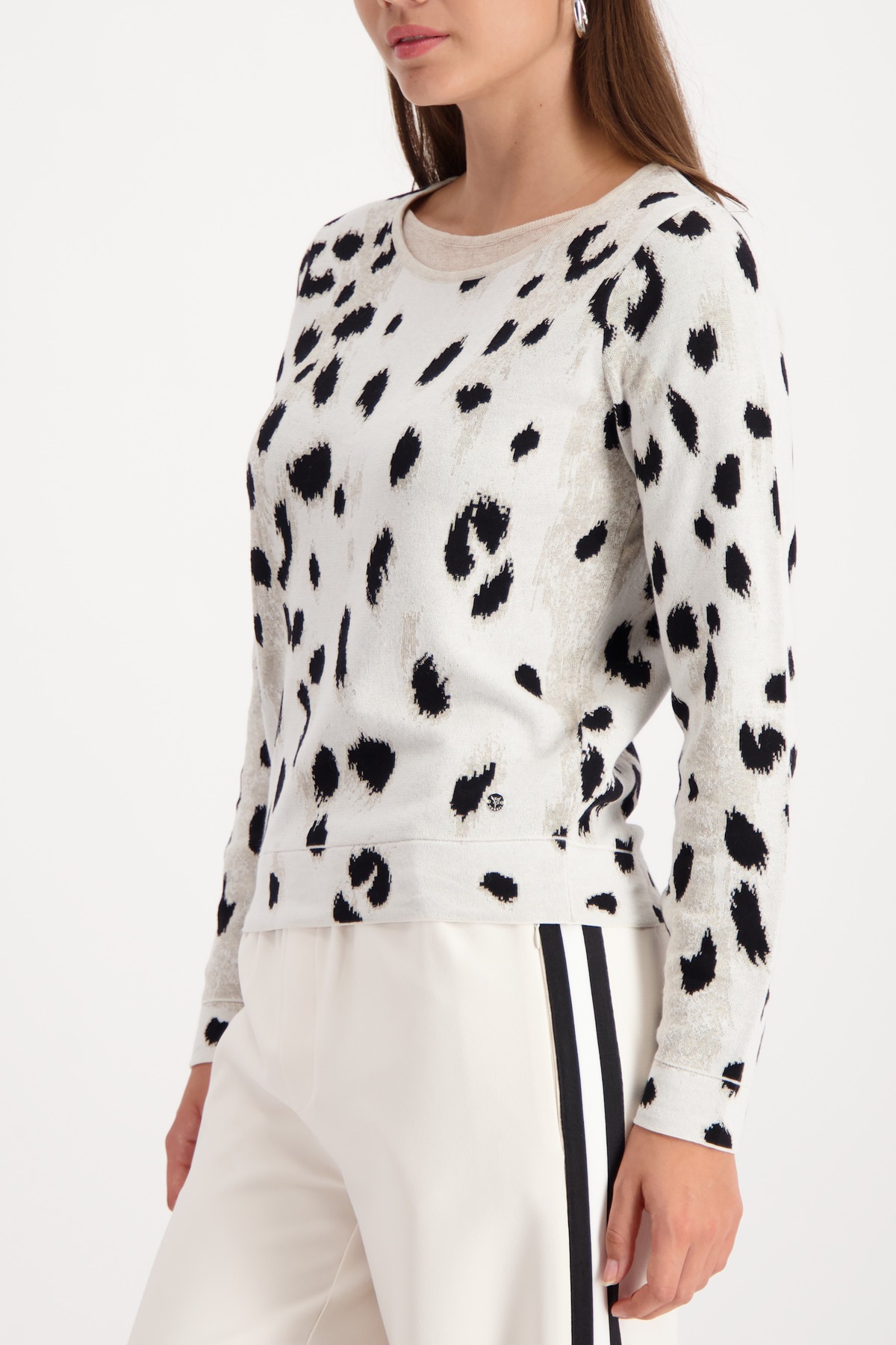 Monari Rundhalspullover "Pullover Leo Jacquard" günstig online kaufen