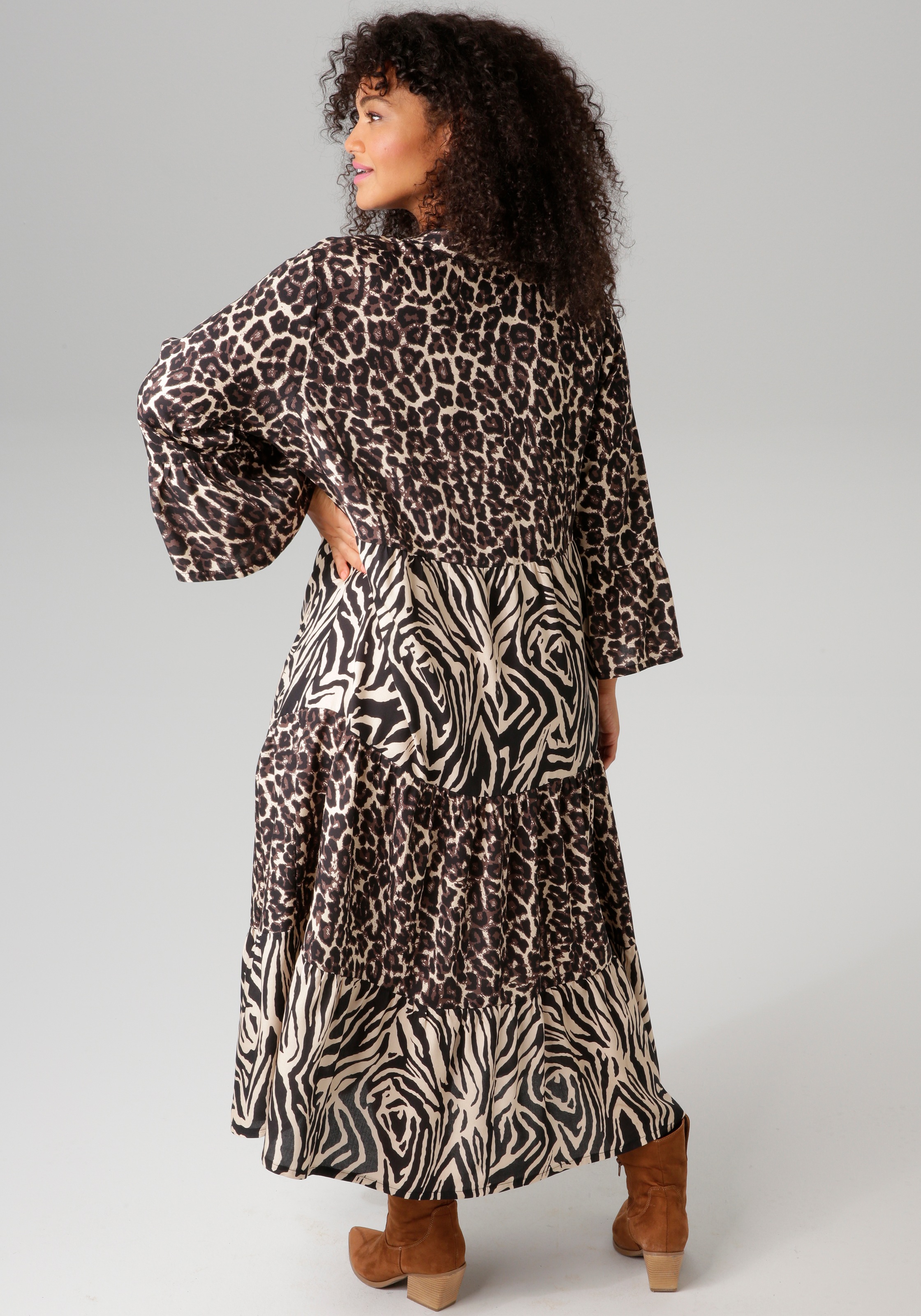Thumbnail - Aniston PLUS Midikleid im extravaganten Animal-Zebra-Printmix