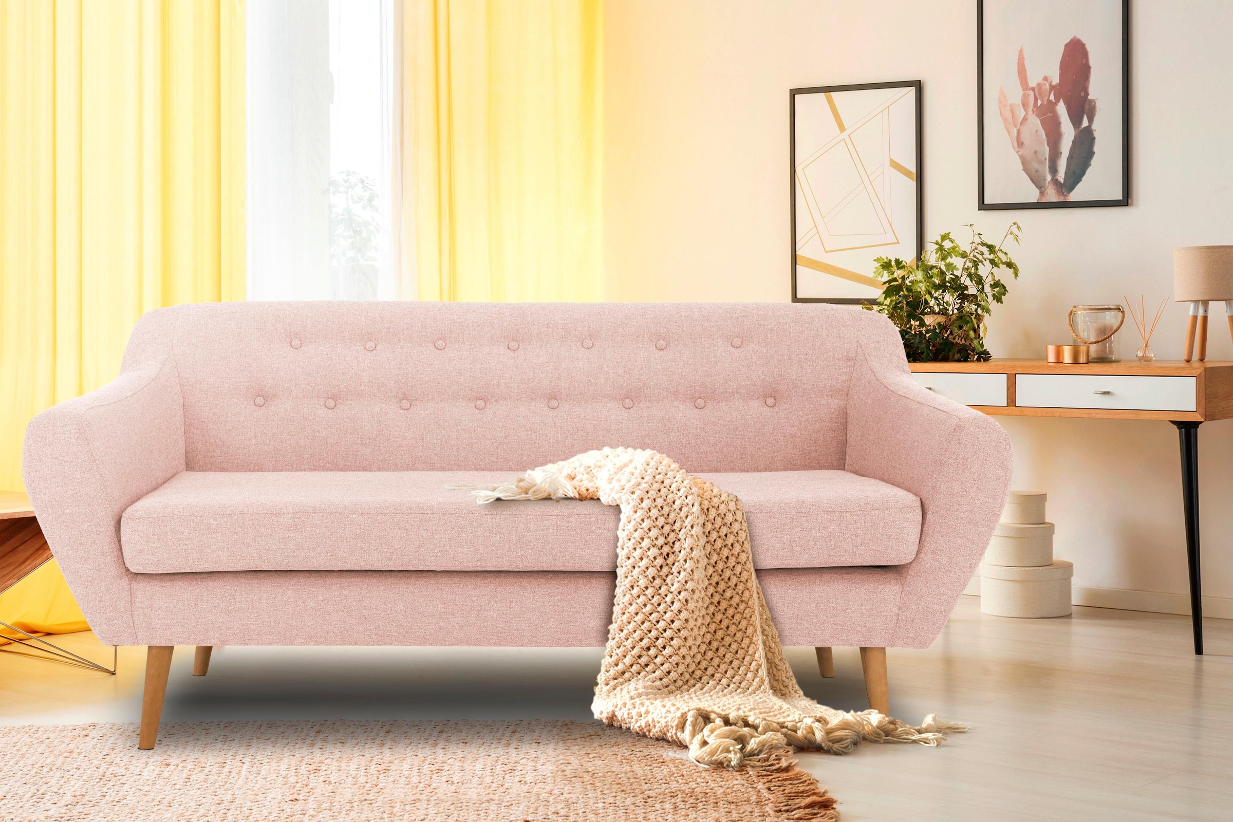 Home affaire 3-Sitzer "Renne" mit Heftung im Rücken im skandinavischem Stil günstig online kaufen