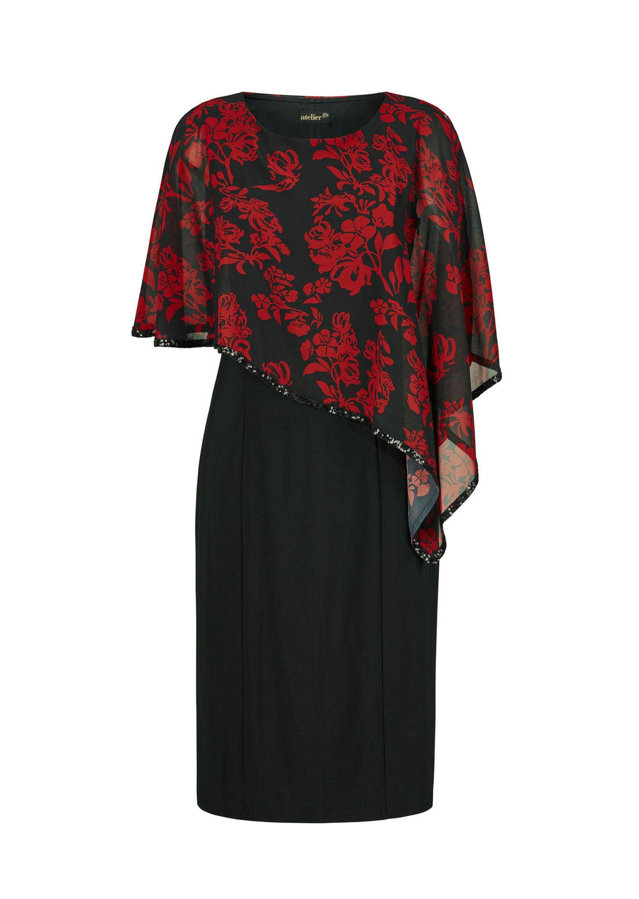 GOLDNER Etuikleid "Elegantes Abendkleid mit Pailletten" Chiffonüberwurf mit schimmerndem Paillettenbesatz