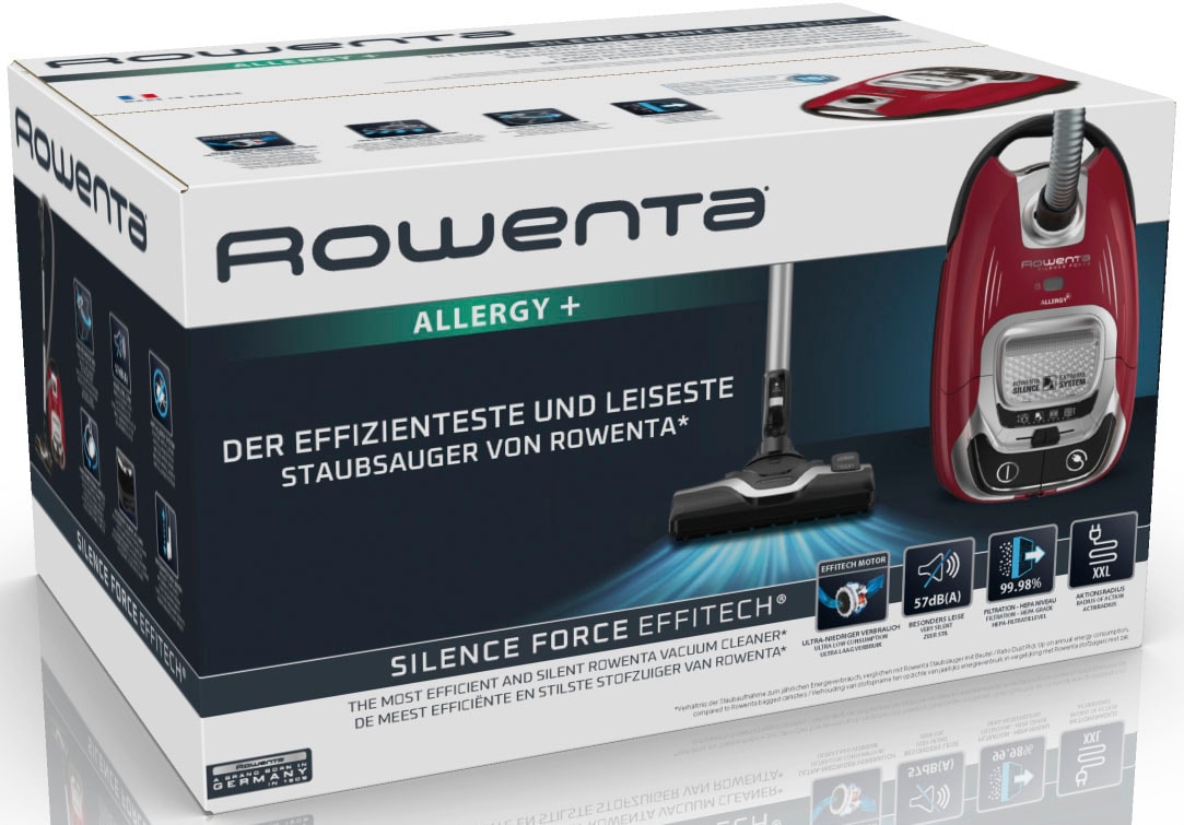 Rowenta Bodenstaubsauger »Silence Force Effitech, langlebiger EffiTech-Motor, starke Saugkraft«, 400 W, mit Beutel, ultra leise mit nur 57dB(A), HEPA-Filterung von min. 99,98%, RO7473