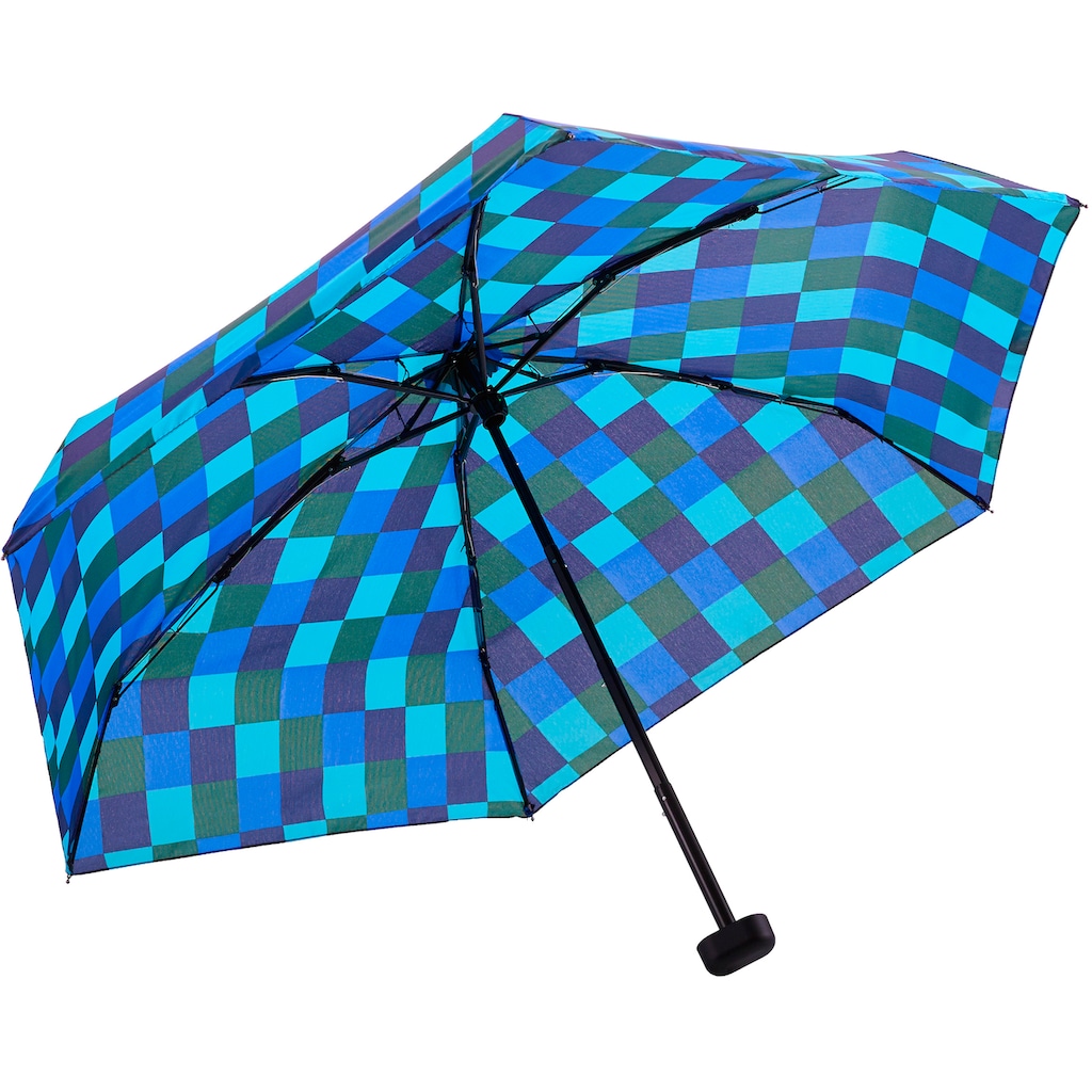 EuroSCHIRM® Taschenregenschirm »Dainty, Karo blau grün«