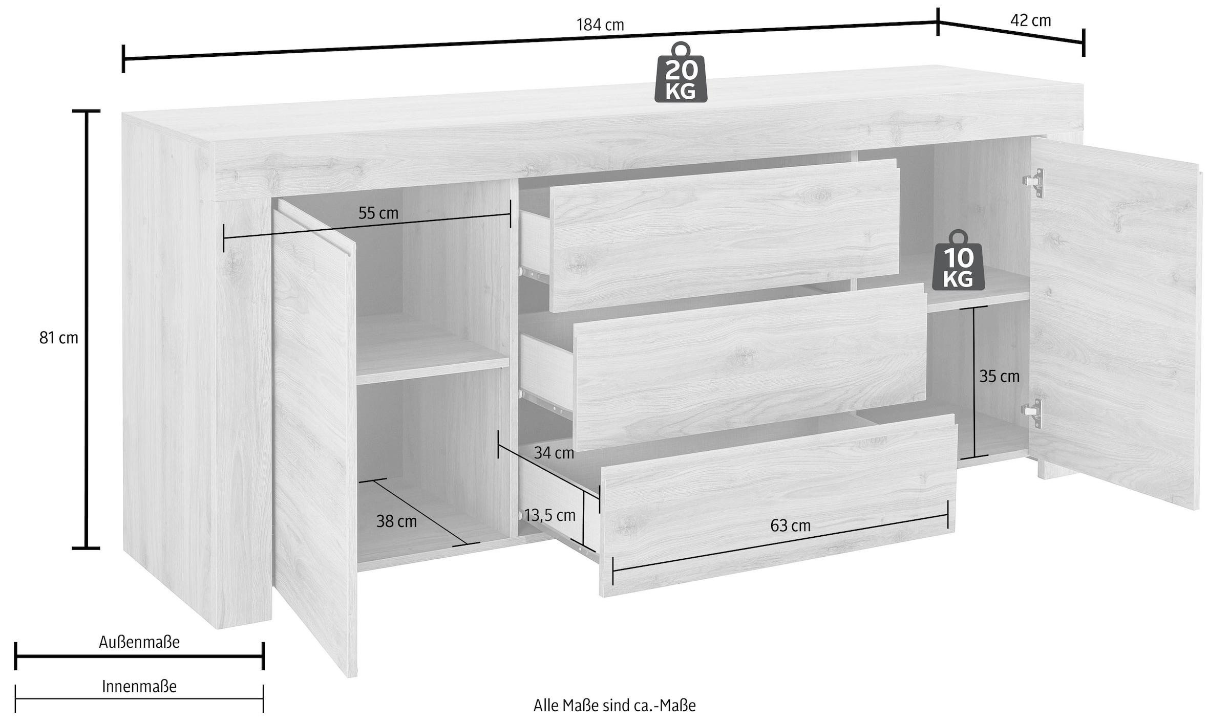 LC Sideboard »Firenze«, Breite 184 cm | BAUR