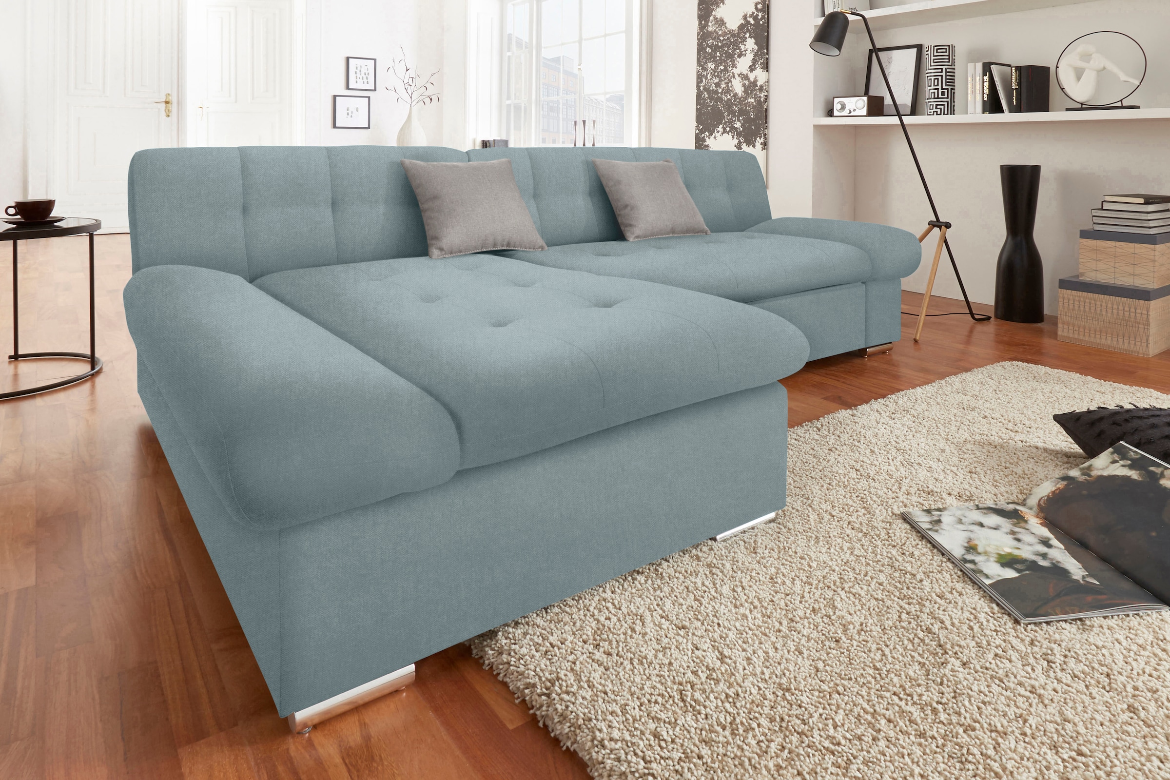TRENDMANUFAKTUR Ecksofa "Reggae II, moderne Optik, Armteilverstellung, B/T günstig online kaufen