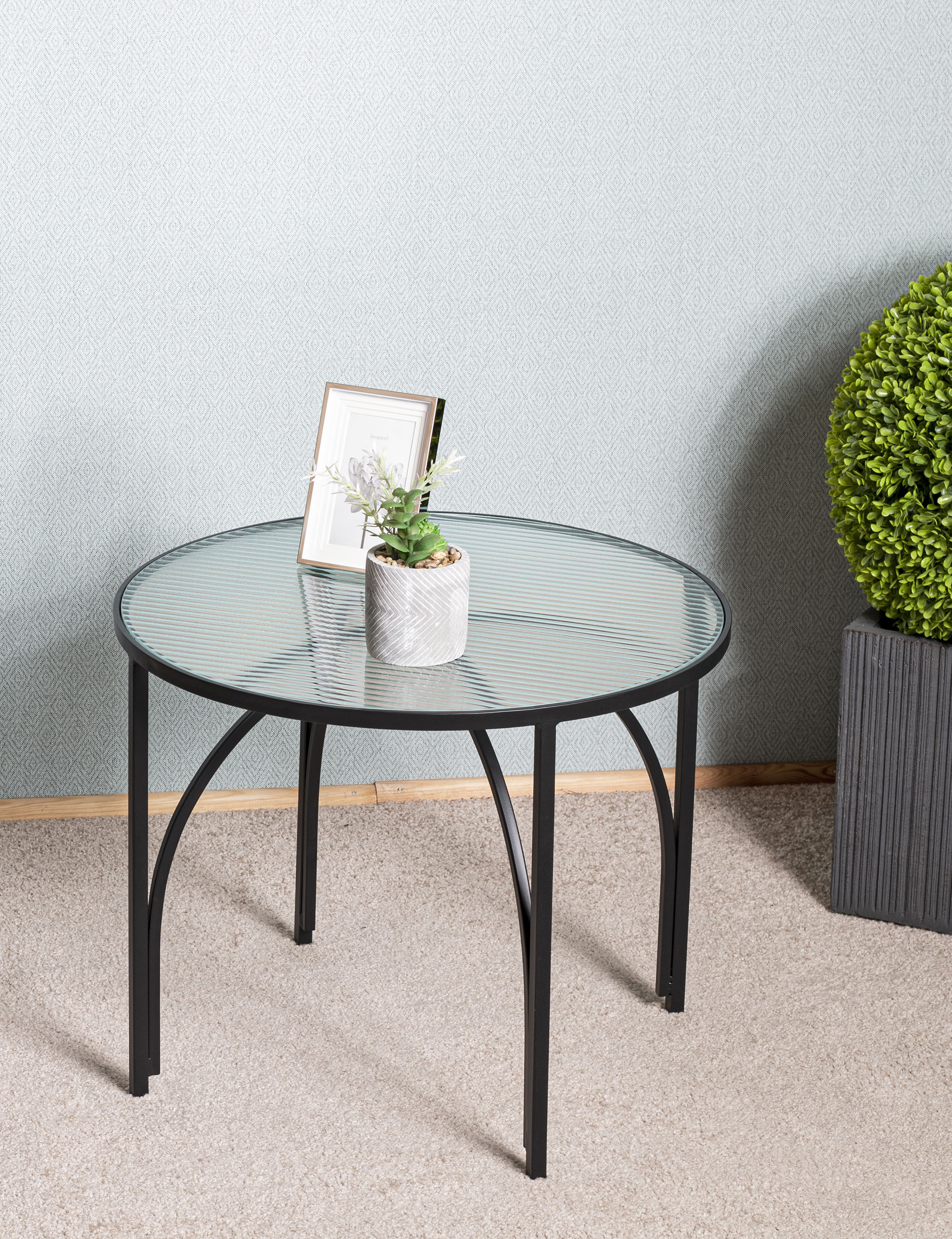 HAKU Beistelltisch "Sofatisch, Wohnzimmertisch" 1 Stk. tlg. rund - aus Metall Schwarz - Ø/H 50/40 cm