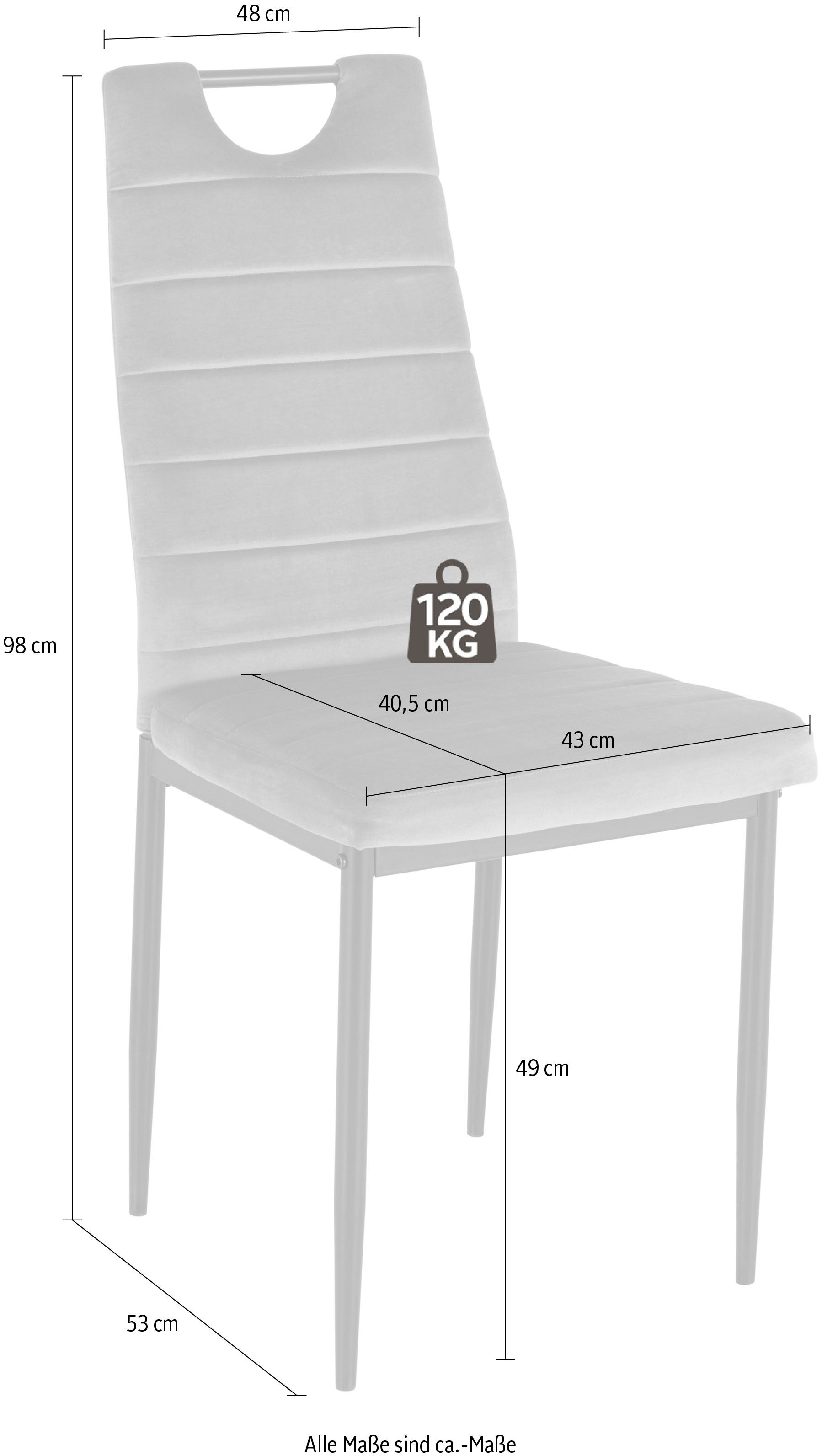 INOSIGN Esszimmerstuhl, (Set), 4 St., Zurückziehen 4 Samtstoff, | BAUR mit (2 oder mit Samtbezug, Rückenlehne Griff zum Stück)