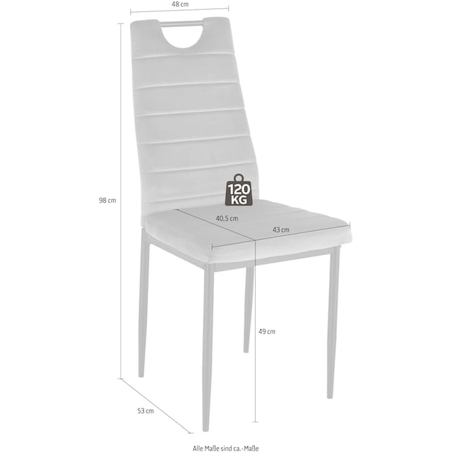 INOSIGN Esszimmerstuhl, (Set), 4 St., Samtstoff, (2 oder 4 Stück) mit  Samtbezug, Rückenlehne mit Griff zum Zurückziehen | BAUR