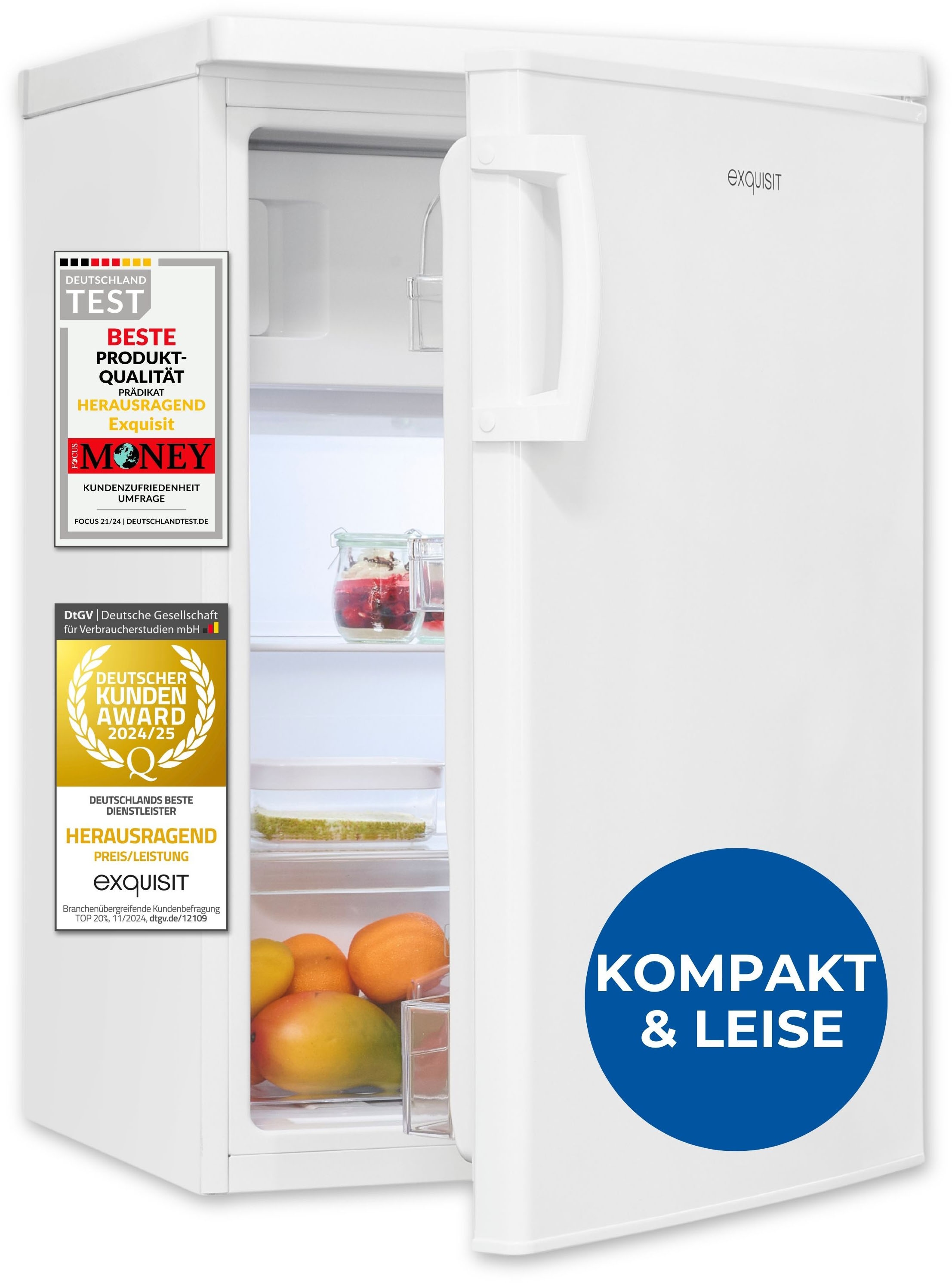 exquisit Kühlschrank »KS16-4-HE-040C weiss«, geräumige 4-Sterne-Gefrierfach