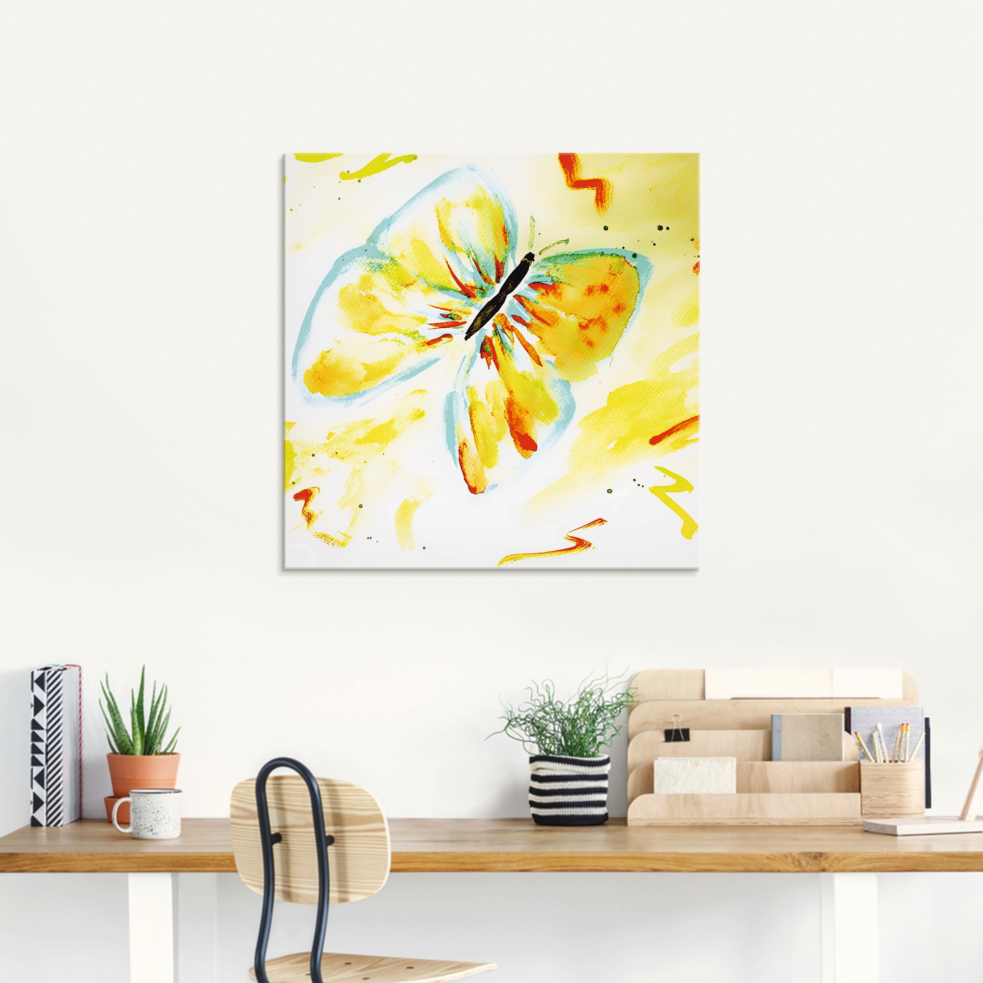 Artland Glasbild »Schmetterling Gelb«, Insekten, (1 St.), in verschiedenen Größen