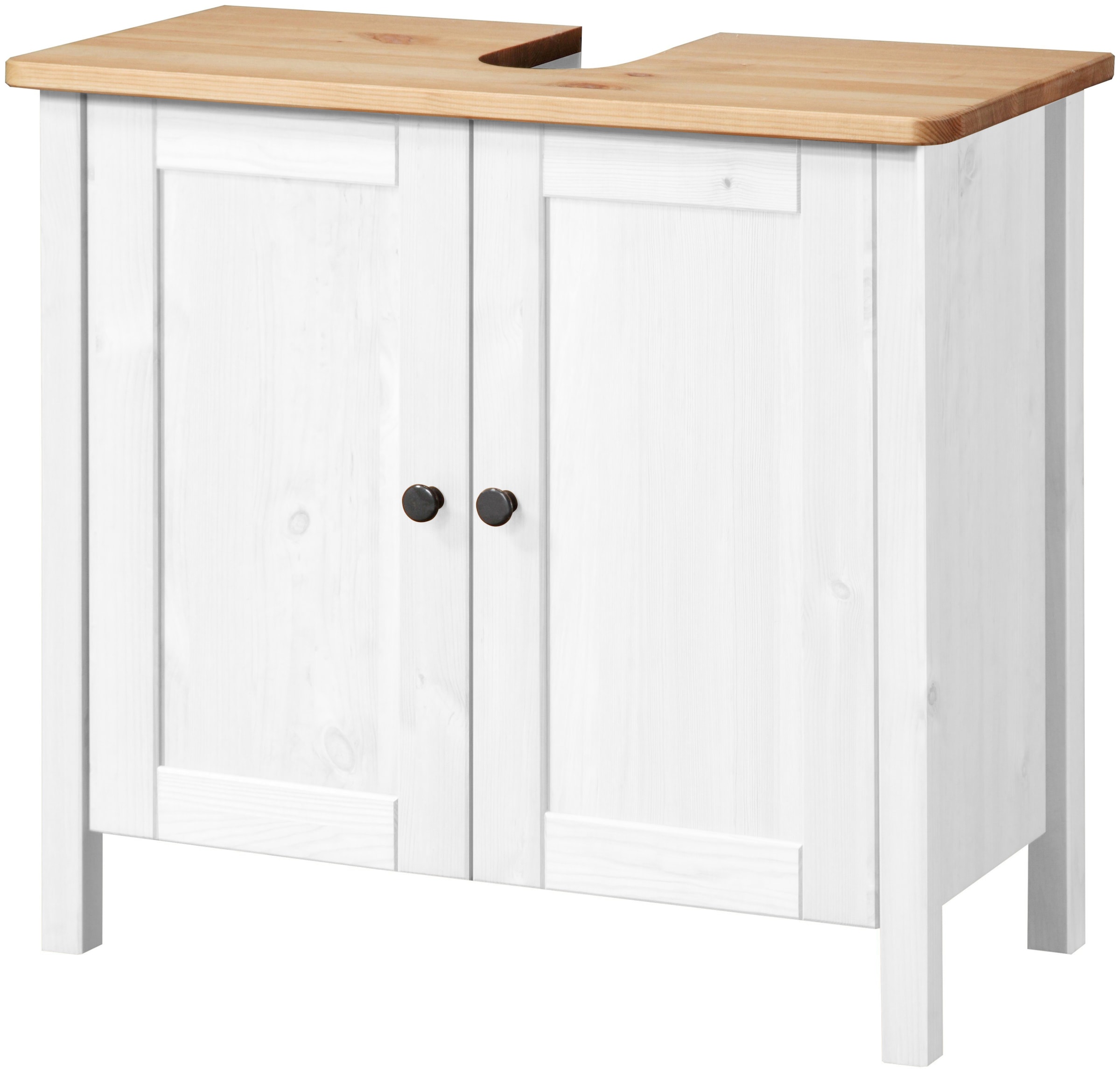 welltime Waschbeckenunterschrank "Landhaus Sylt, Badschrank, Badmöbel, FSC-zertifiziert" Badmöbel im Landhaus-Stil, Breite 64 cm, aus Massivholz