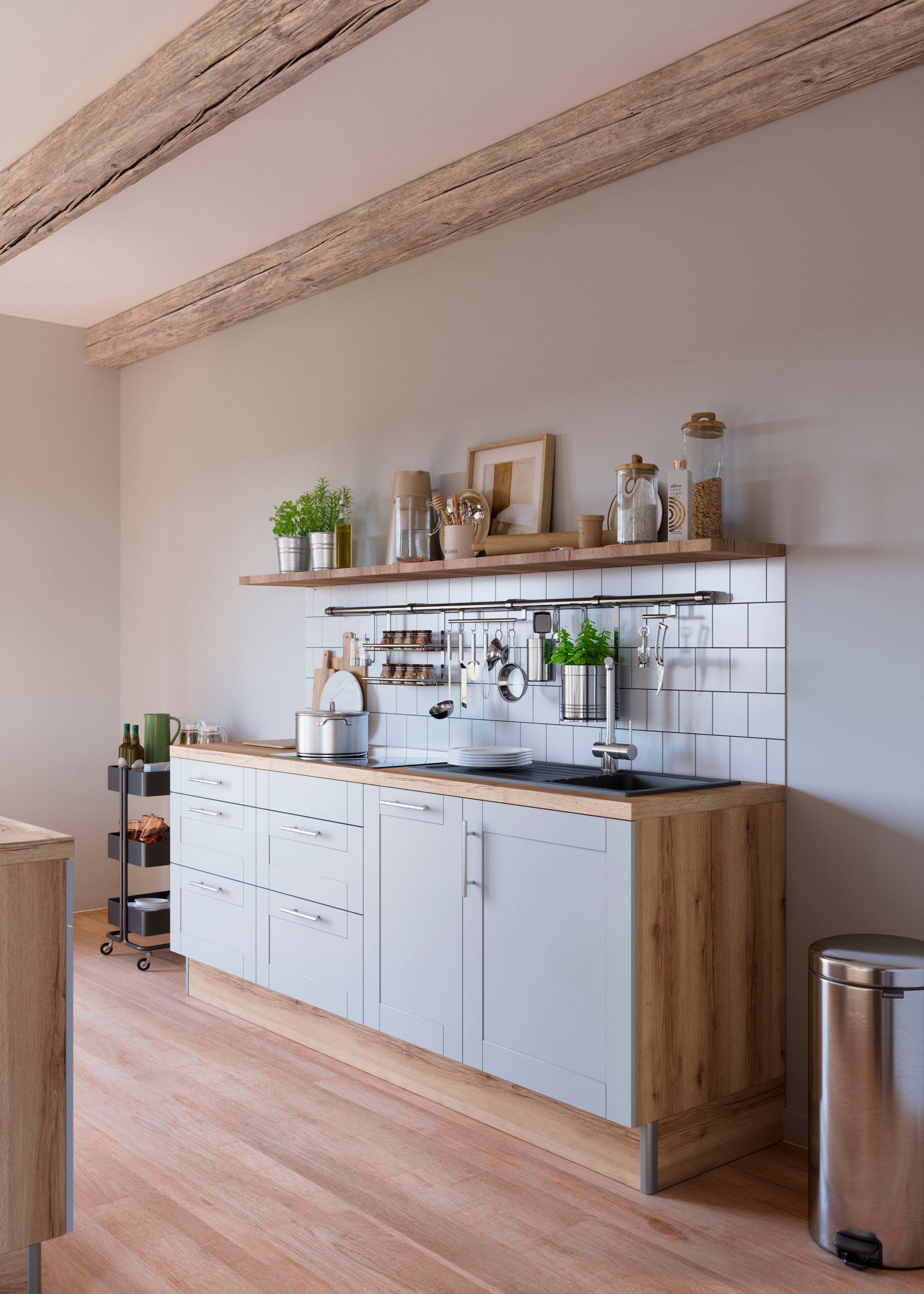 OPTIFIT Küche »Ahus«, Breite 225 cm, wahlw. Mit E-Geräten, Soft Close Funktion, MDF Fronten