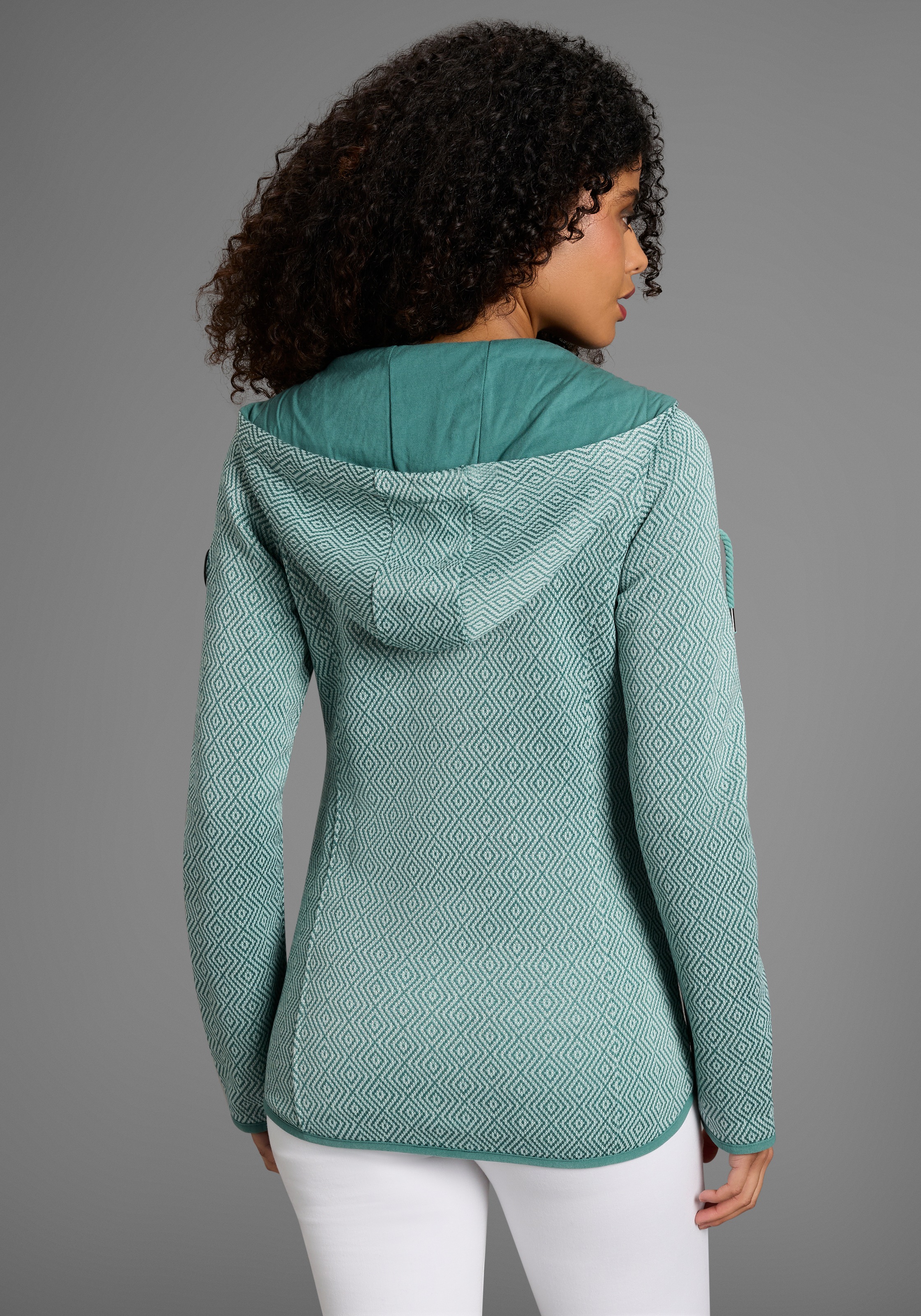 KangaROOS Fleecejacke mit Kapuze gemusterte Struktur, hüftbedeckende Länge günstig online kaufen