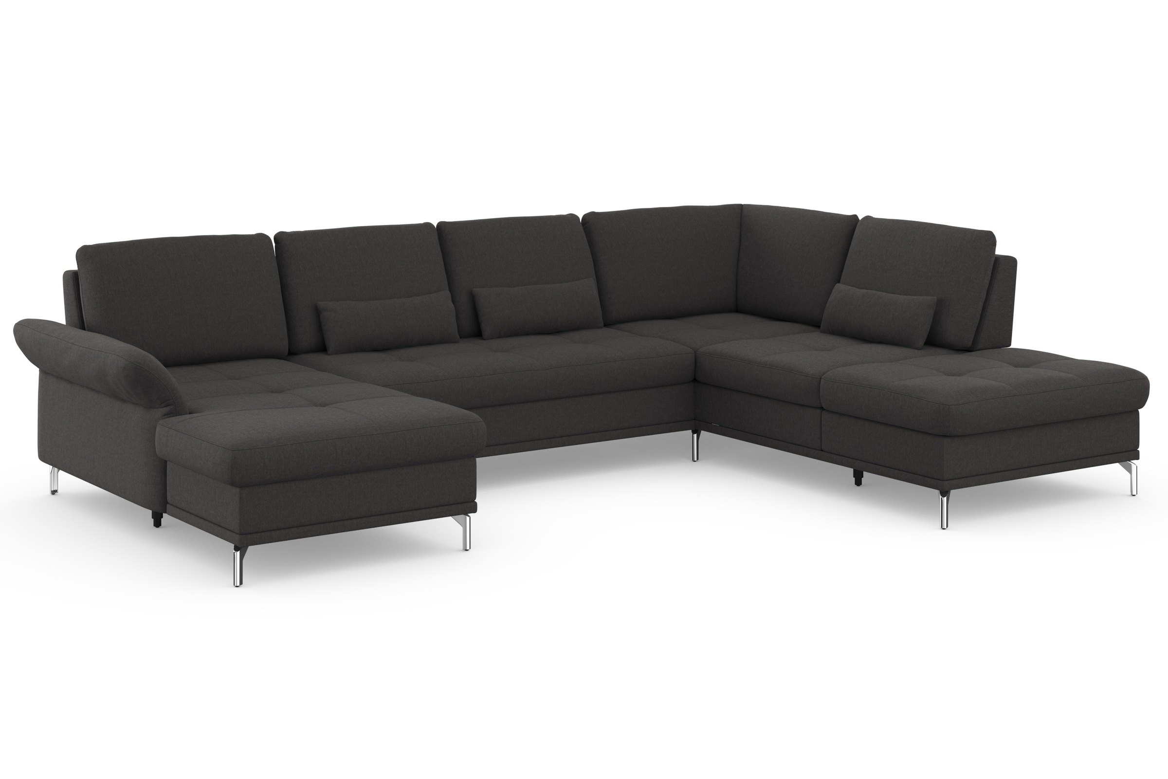 Wohnlandschaft HOME AFFAIRE "Palm Beach U-Form", grau (fango), B:347cm H:89cm T:224cm, 100%Polyester, Sofas, Wohnlandschaft, Federkern, mit Sitztiefenverstellung, wahlweise mit Bettfunktion 9