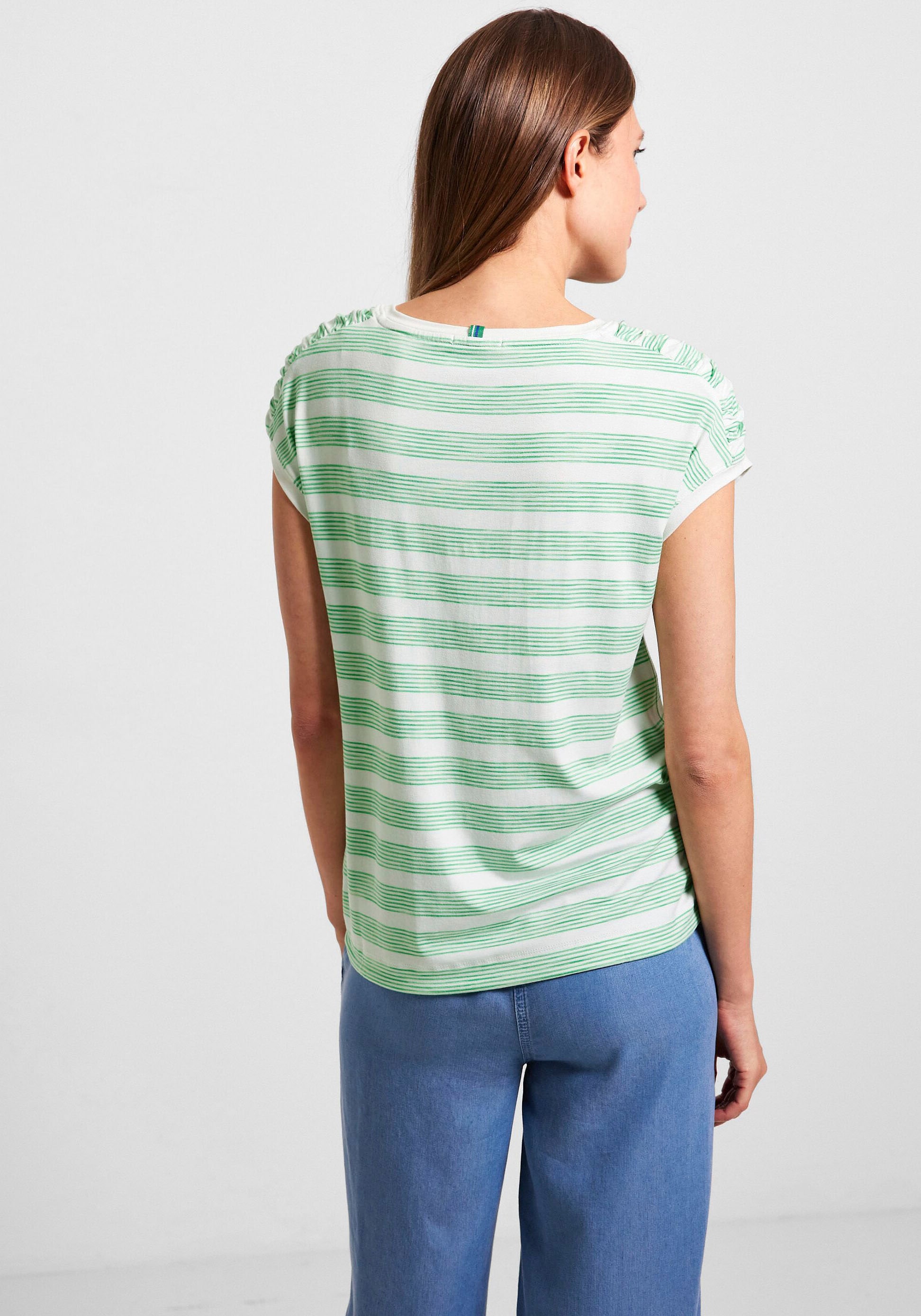 Cecil T-Shirt, mit gerafften Schultern für kaufen | BAUR