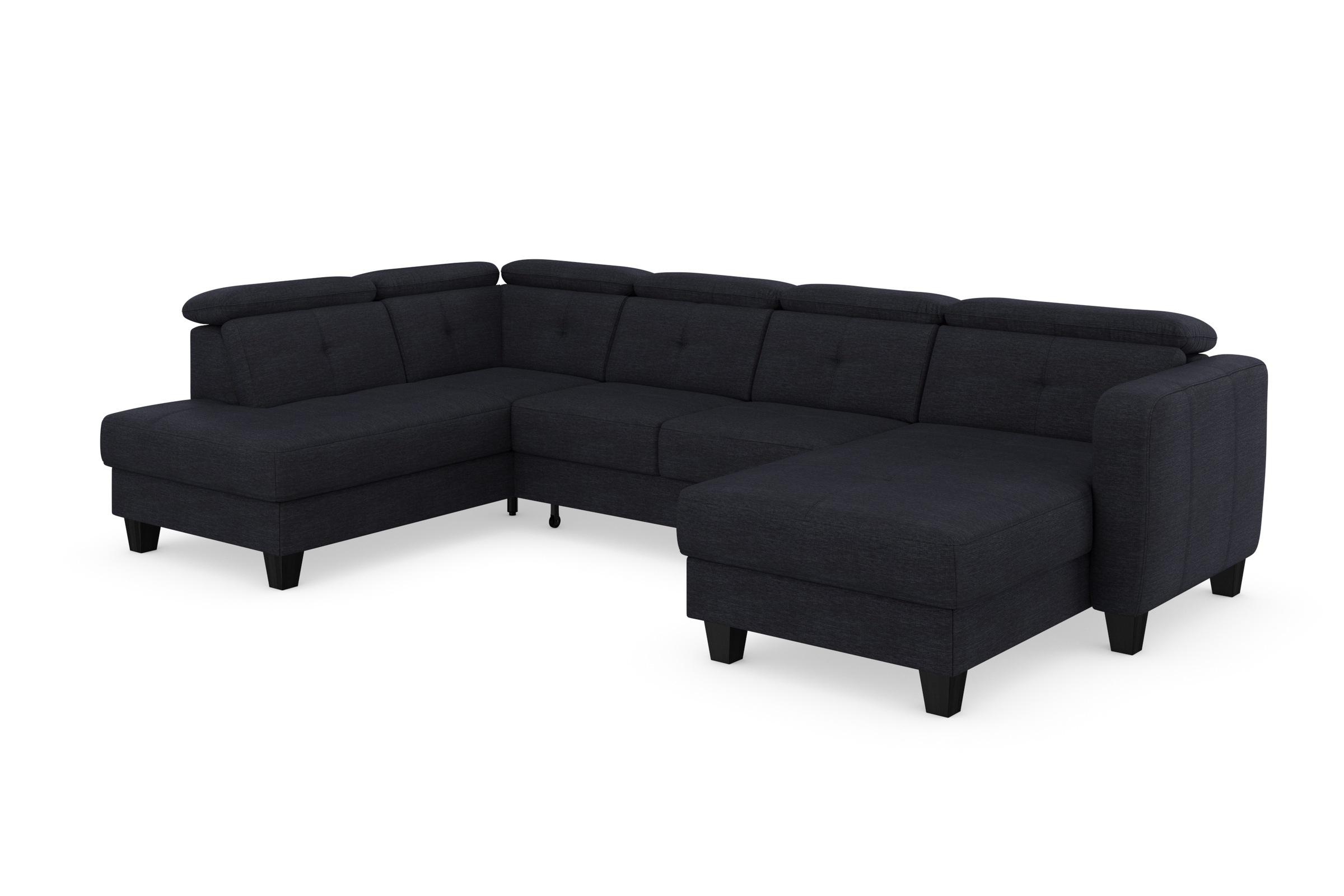 Wohnlandschaft SIT & MORE "Belluci U-Form", blau (tiefblau), B:321cm H:85cm T:195cm, Sofas, Wohnlandschaft, Kopfteilverstellung und Federkern, wahlweise mit Bettfunktion 2
