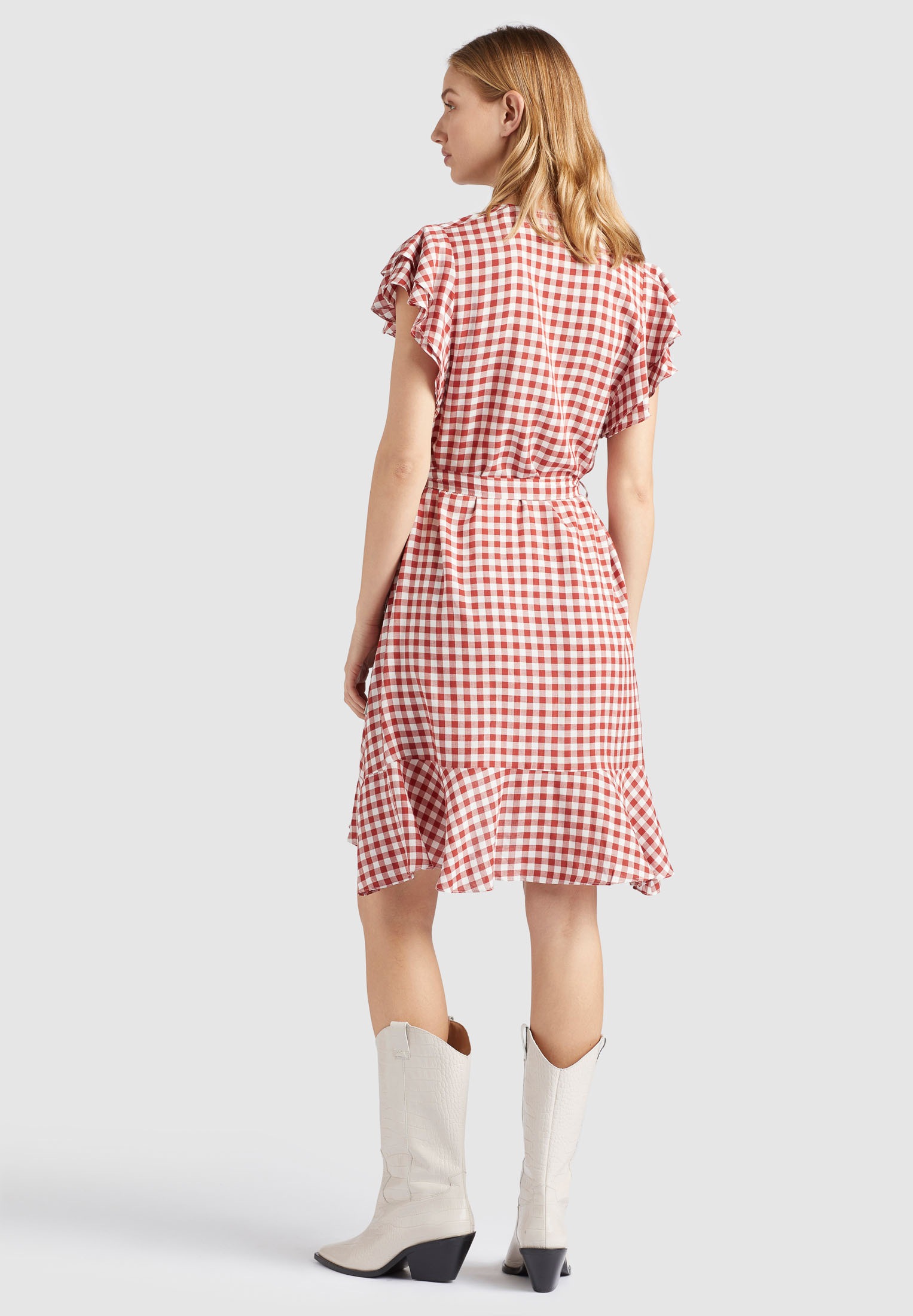 khujo Sommerkleid »khujo Kleid TERELLE«, aus karierter Viskose mit Volants
