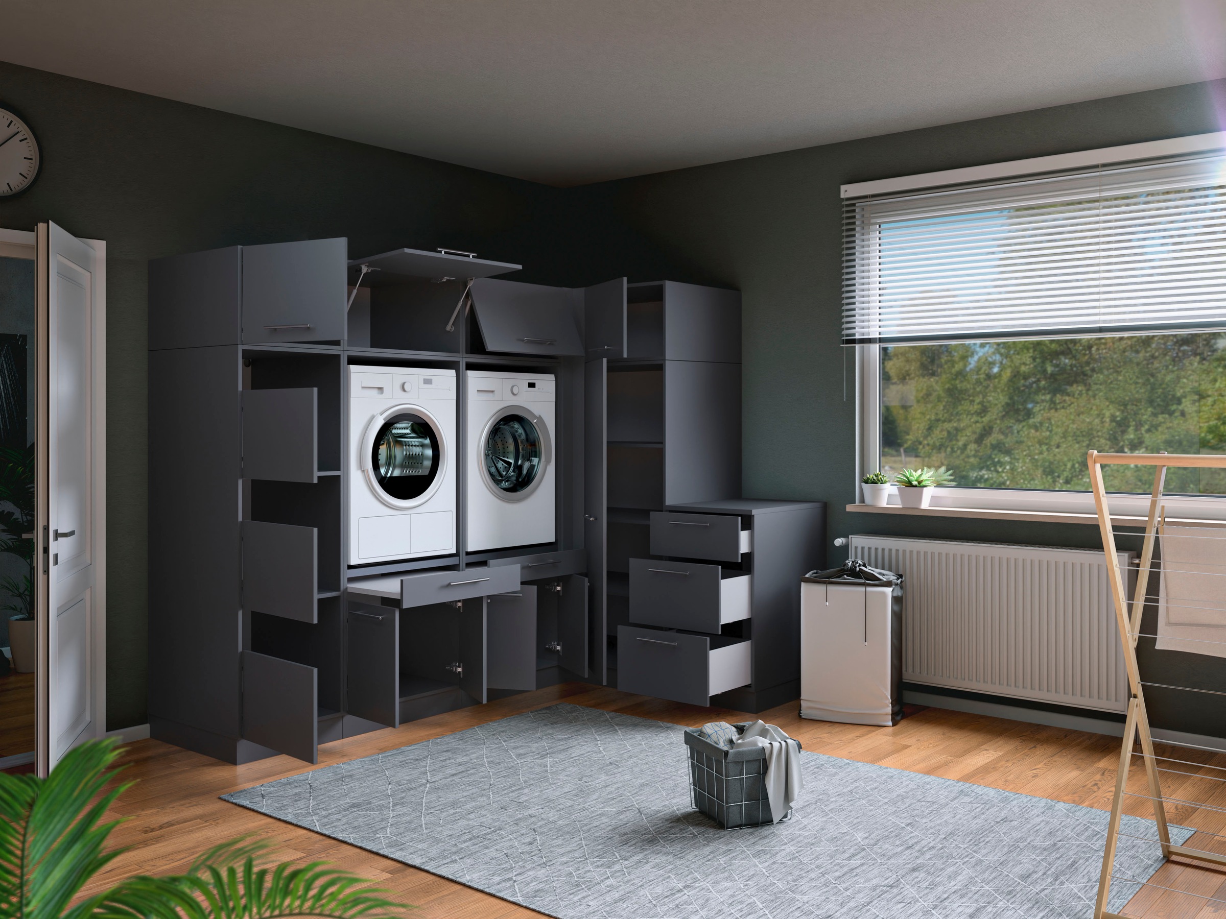 Laundreezy Mehrzweckschrank-Set »Laundreezy, 9-tlg. Mehrzweckschrank-Set B/H/T 253/200/68 cm« 9 Stk. tlg.