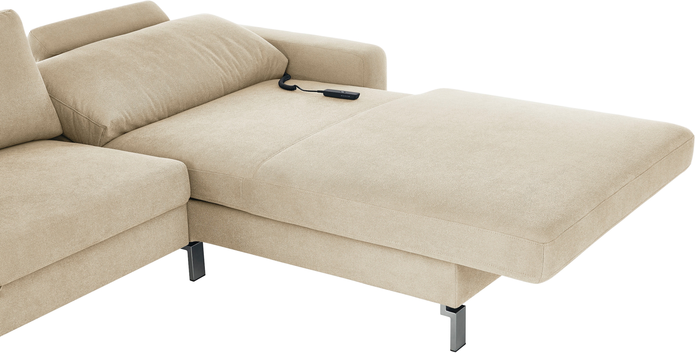 3C Candy Ecksofa »Lecce, wahlweise PUR-Schaumstoff oder Tonnentaschenfederkern«, Bett im 2,5-Sitzer, teilmotorische Schlaffunktion im Longchair, L-Form