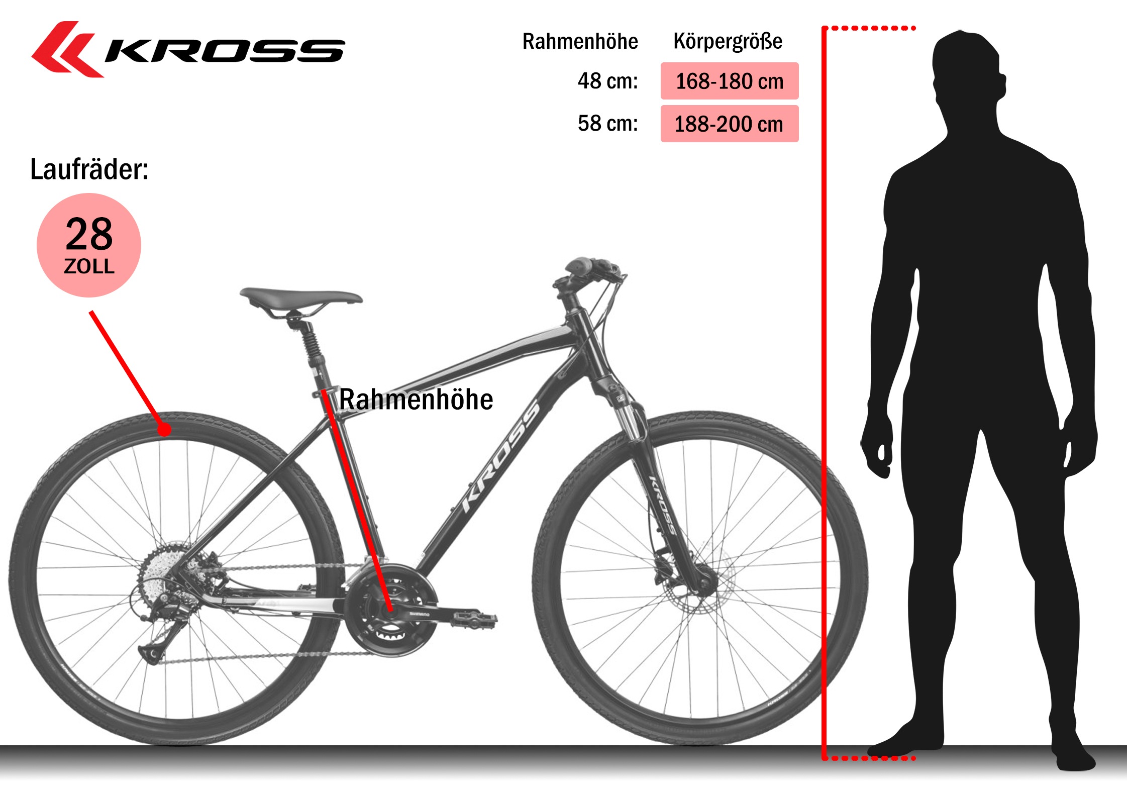 Kross Crossrad »KROSS Crossrad Herren 28" Evado 4.0 schwarz 16 Gänge« 16 Gang Shimano ACERA M3020 Schaltwerk Kettenschaltung