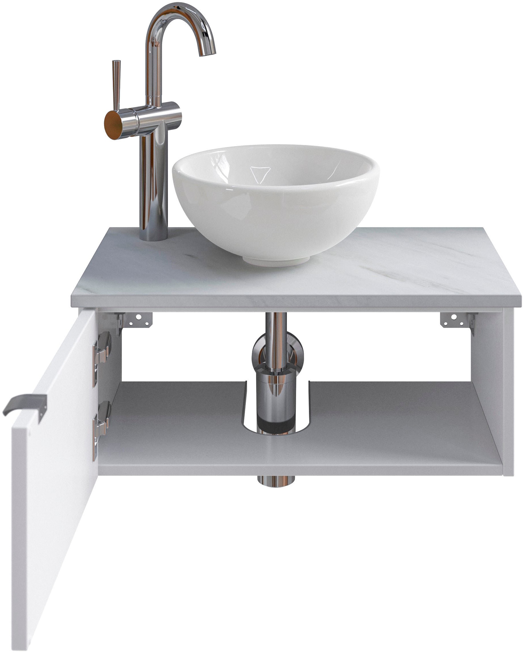 Saphir Badmöbel-Set »Serie 6915«, (4 St.), Gäste-Bad, 70 cm breit, mit LED-Spiegel, offenem Fach und 1 Tür