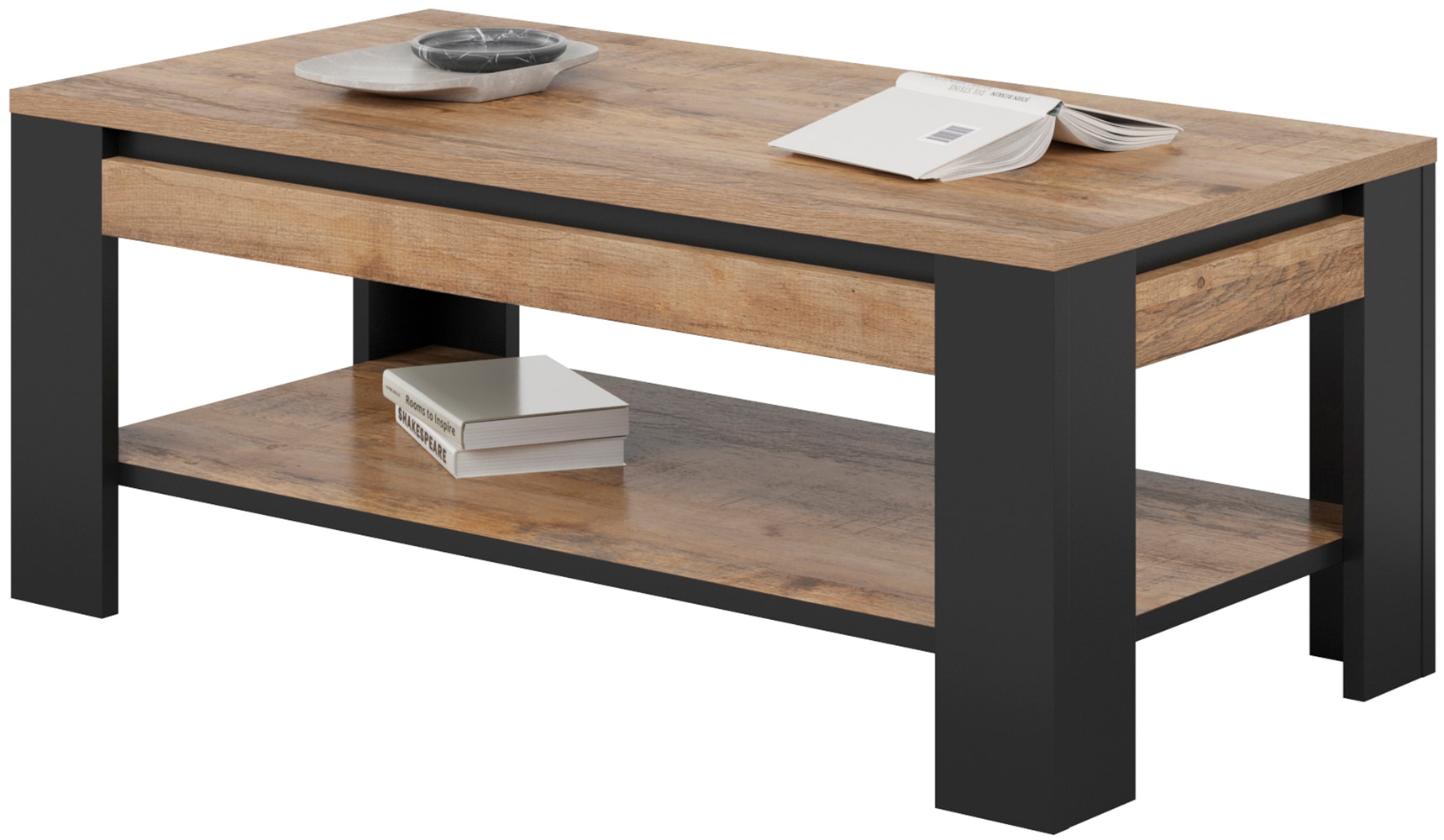 INOSIGN Couchtisch »Tudor, Breite 120 cm, Sofatisch für Wohnzimmer«, Tisch mit offenem Fachboden