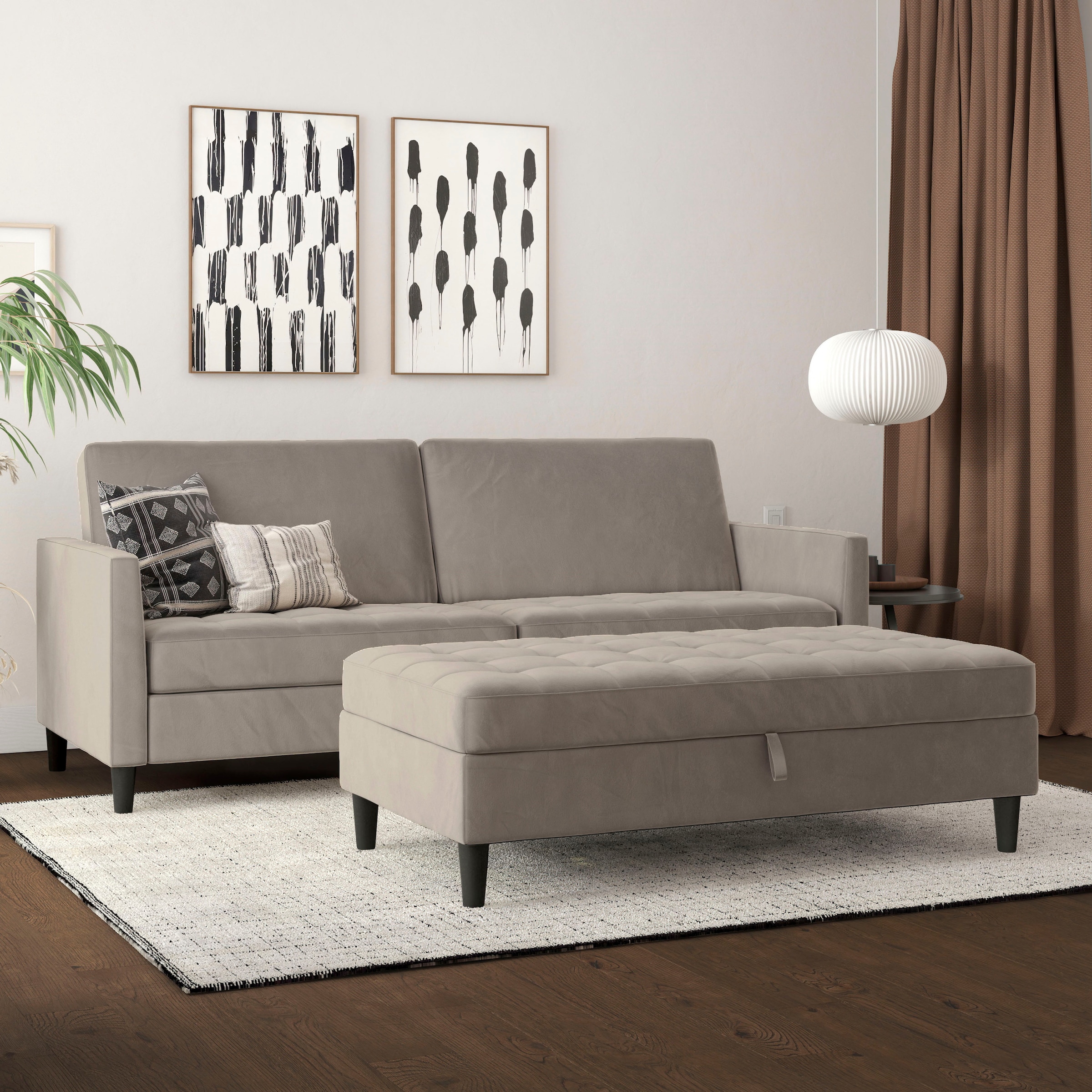 Dorel Home 3-Sitzer "Presley", Sofa mit Bett-Funktion und verstellbarer Rückenlehne