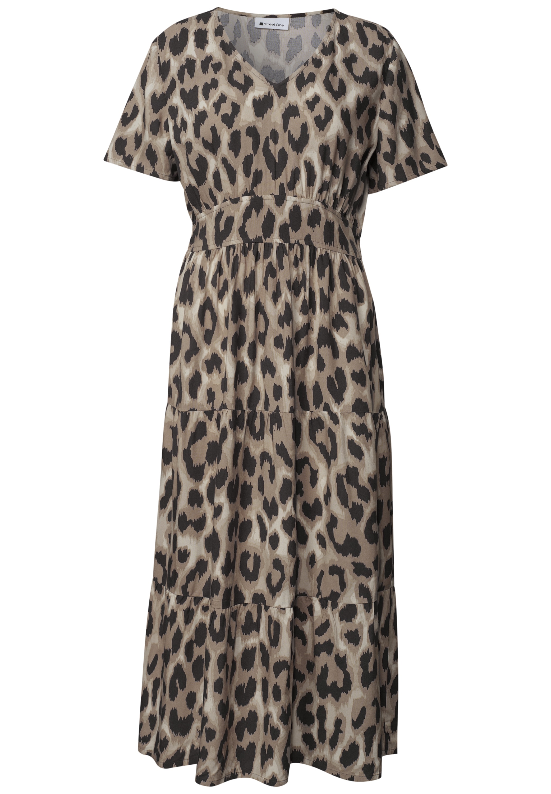 STREET ONE Midikleid Ohne Taschen Sommerkleid mit Print und Smok-Detail/Floralem Muster