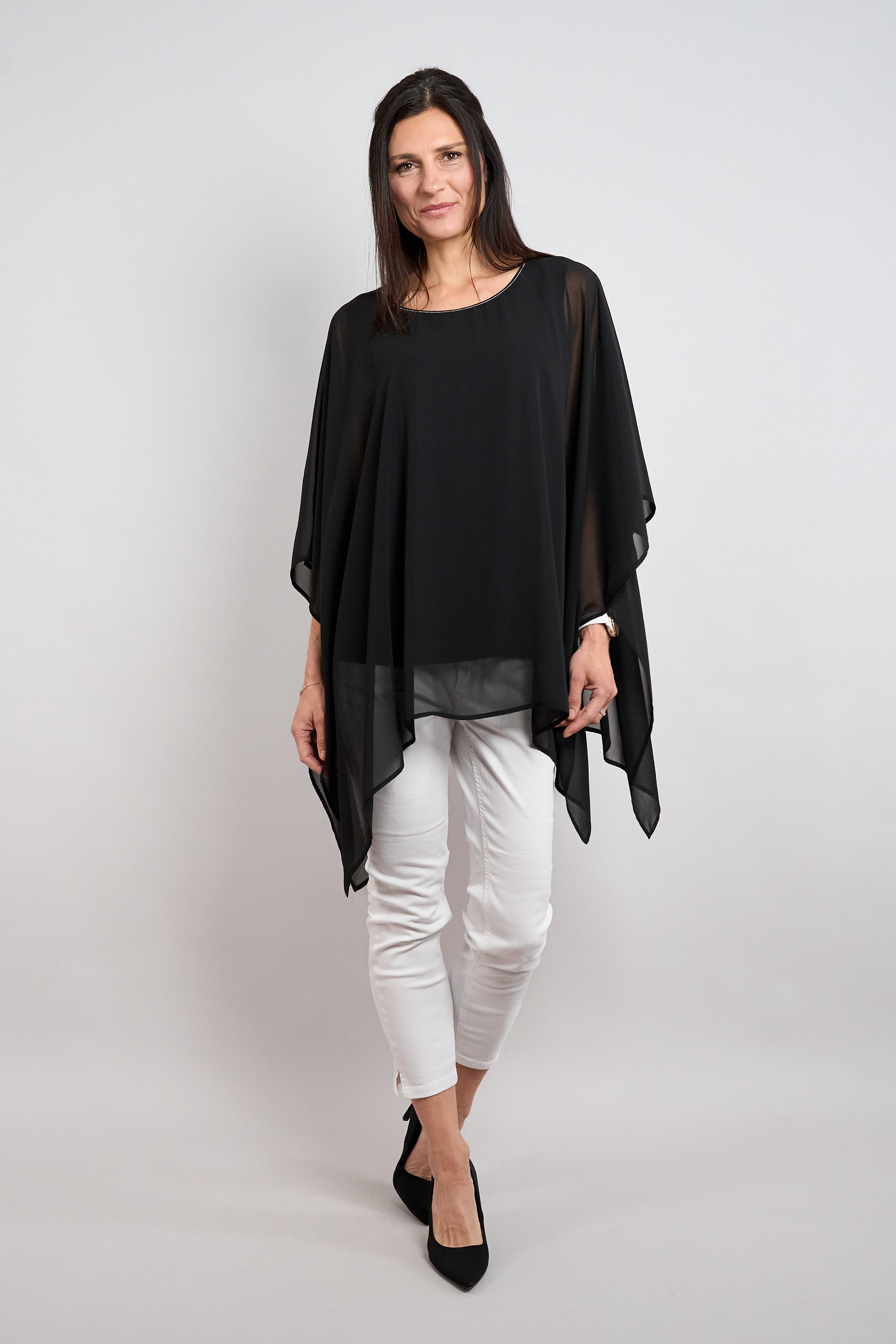 Seidel Moden Blusenponcho Überschnittene Bluse im Poncho-Stil - MADE IN GERMANY