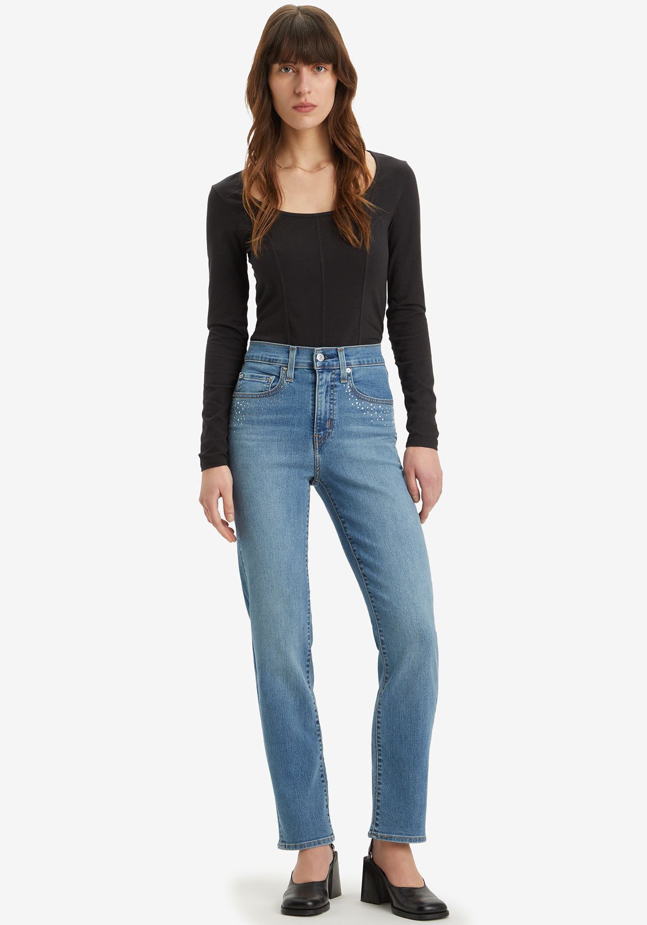 Levi's® Straight-Jeans »724 HIGH RISE STRAIGHT«, CAMP DENIM RHINESTONE