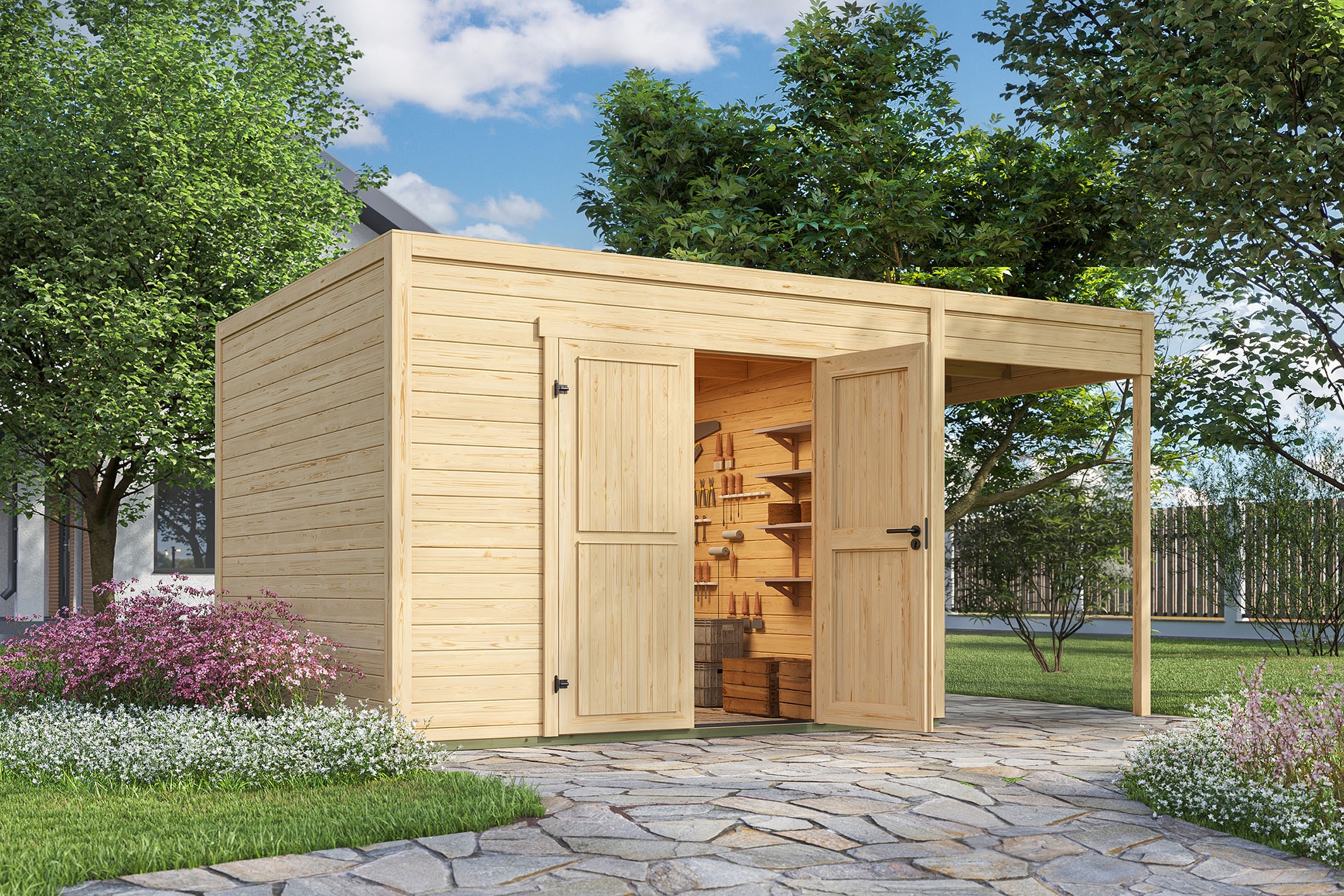 weka Gartenhaus "Batu 3 mit Anbau"