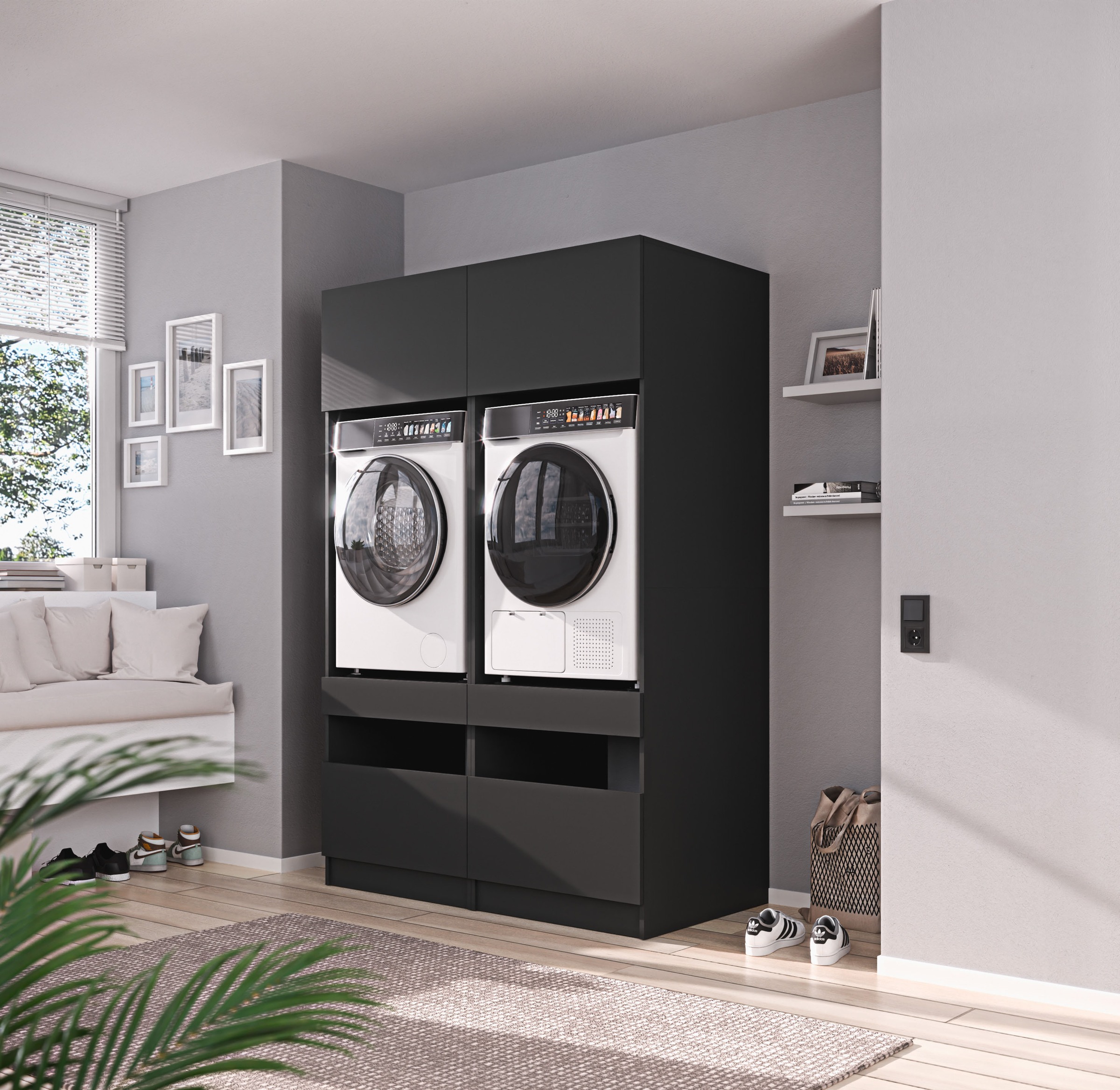 BASIC by Balculina Mehrzweckschrank-Set »Washhome B/T/H 135x68x200 cm« 2 Stk. tlg.