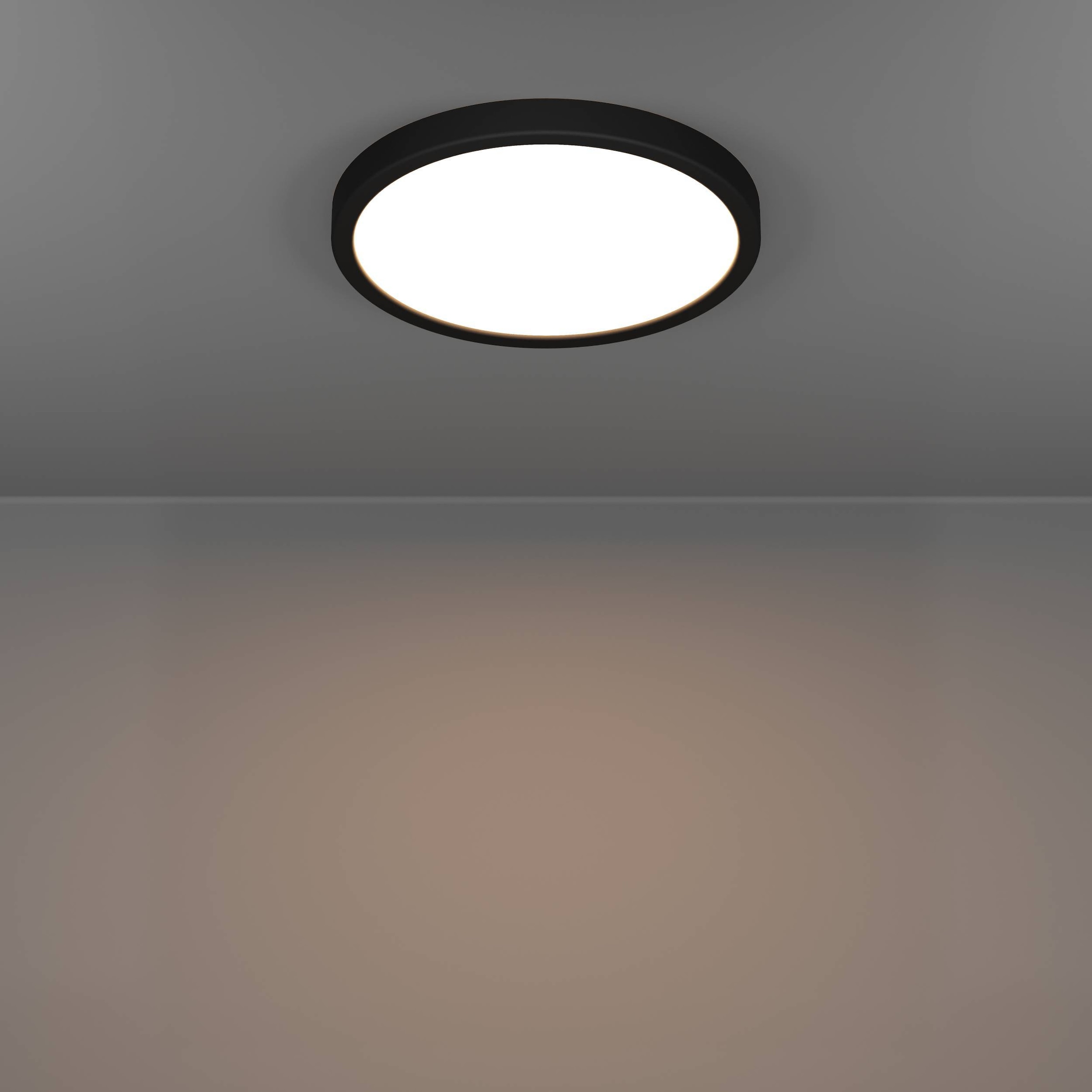 EGLO Aufbauleuchte »Fueva 6 Deckenleuchte, Aufbaulampe, Badlampe Decke, Kunststoff, IP44« LED-Modul 1 Stk. Kaltweiß | Neutralweiß | Warmweiß Aufbauleuchte - H2,5 x Ø27,8 cm - schwarz - 14,2W inkl.